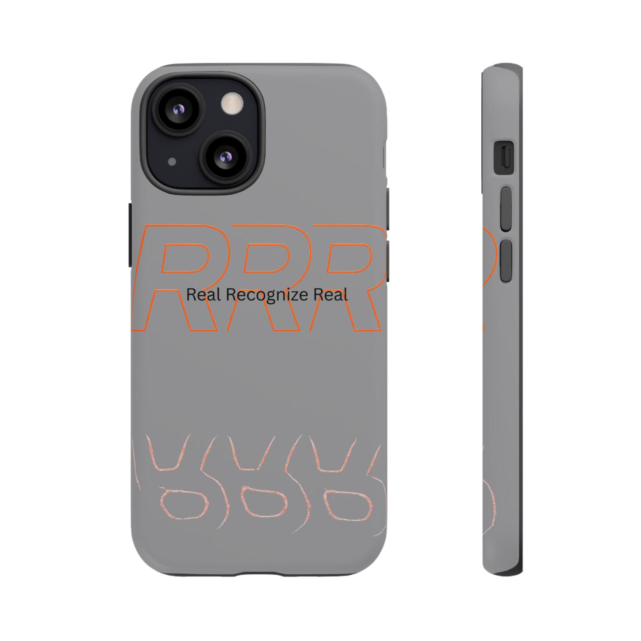 Tough Cases — 'Real Recognize Real' Protective Phone Case (Gray, Retro Outline Design)