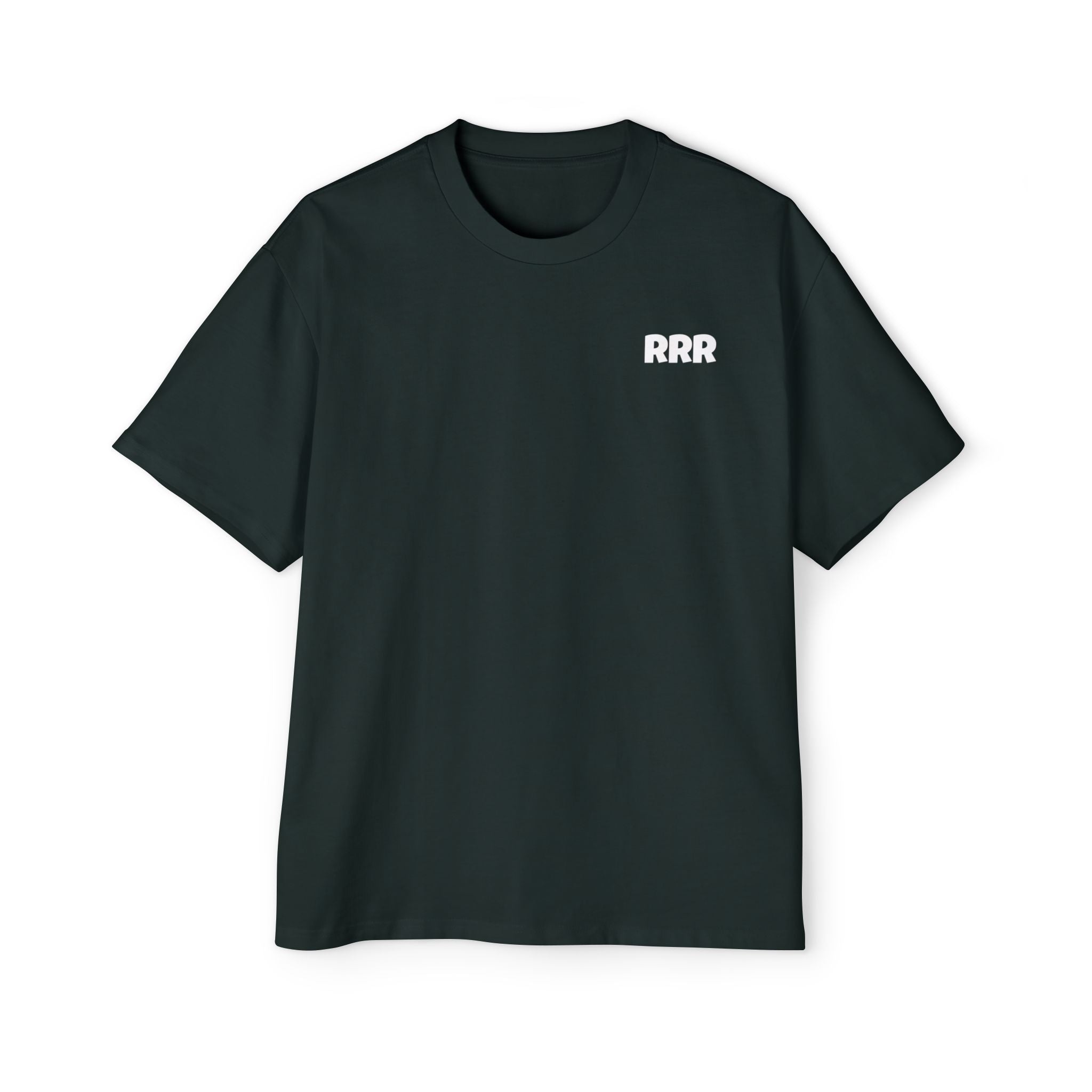 Triple R Oversized Tee — White 'RRR' Chest & 'TRIPLE R' Back Graphic