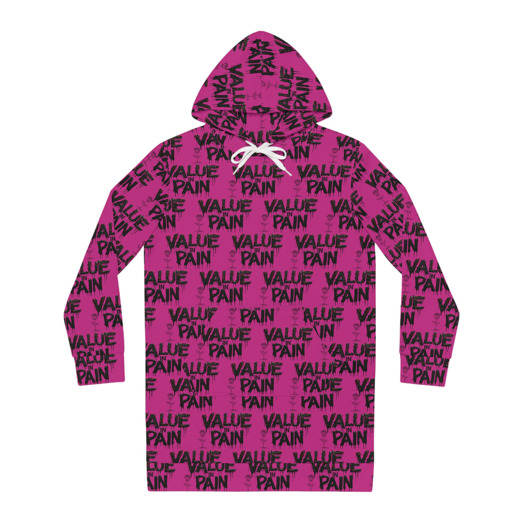 Hoodie Dress — "Value Pain" All-Over Print Women's Pullover