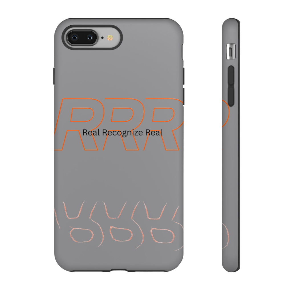 Tough Cases — 'Real Recognize Real' Protective Phone Case (Gray, Retro Outline Design)