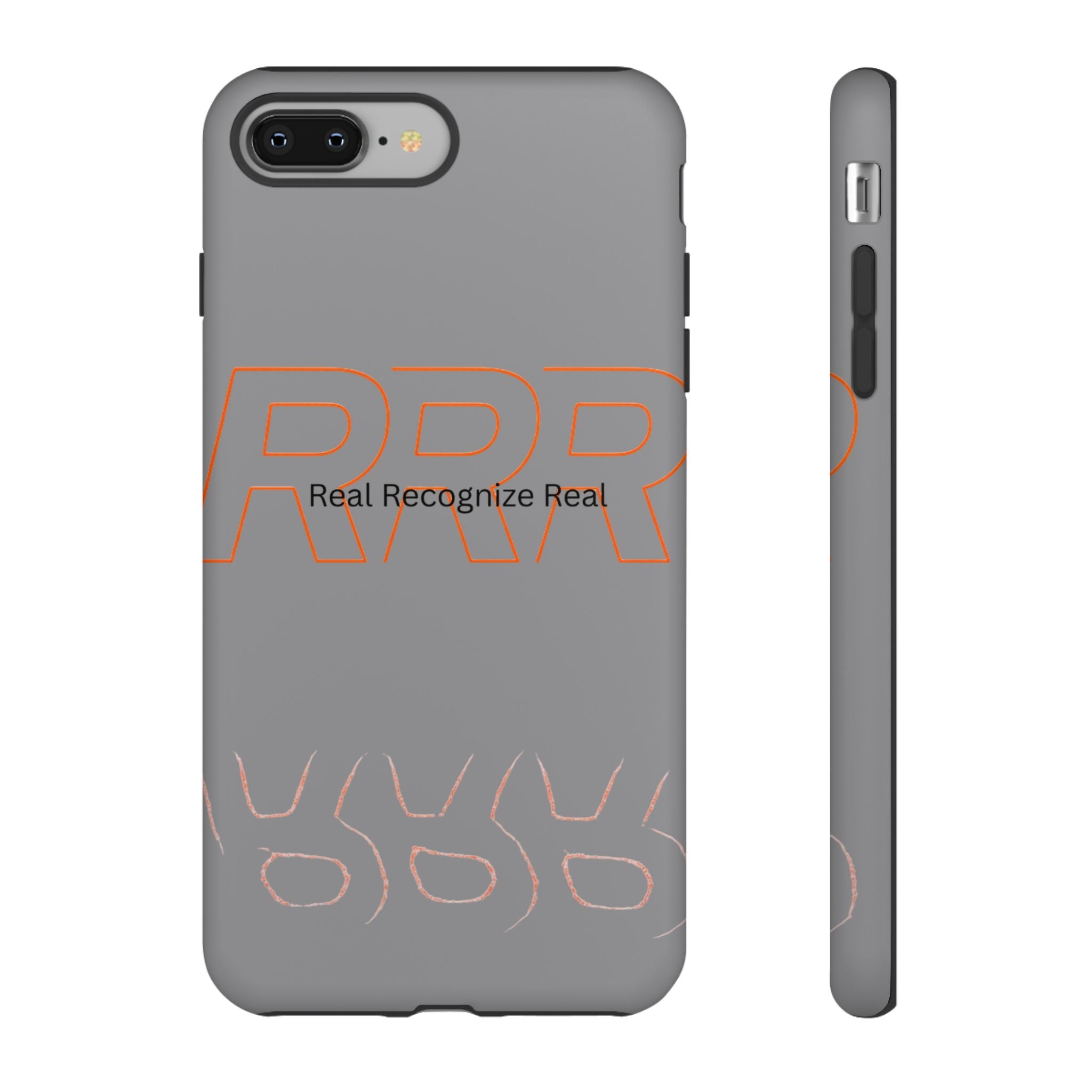 Tough Cases — 'Real Recognize Real' Protective Phone Case (Gray, Retro Outline Design)
