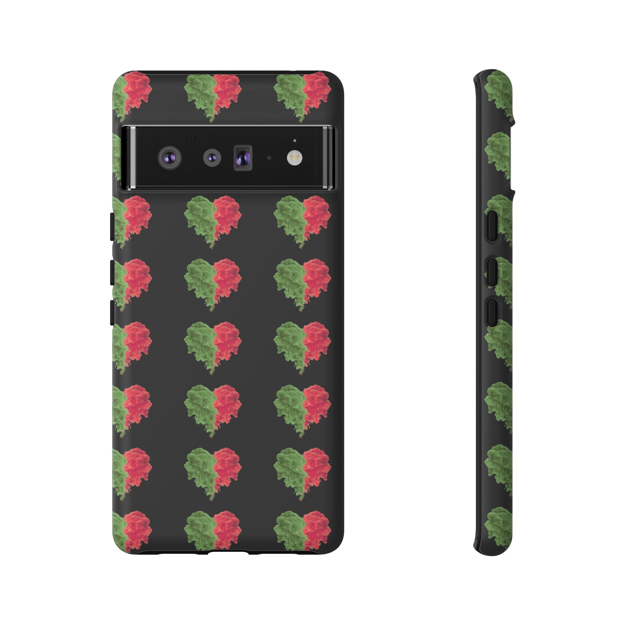 Ripped Heart Pattern Tough Phone Case — Floral Red & Green Heart Protection