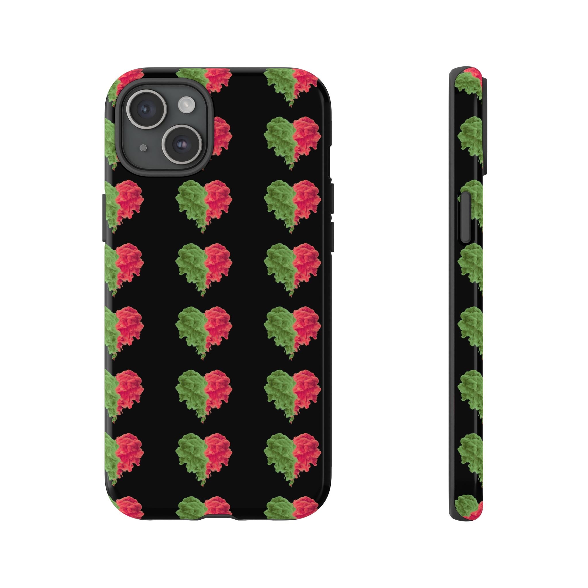 Ripped Heart Pattern Tough Phone Case — Floral Red & Green Heart Protection