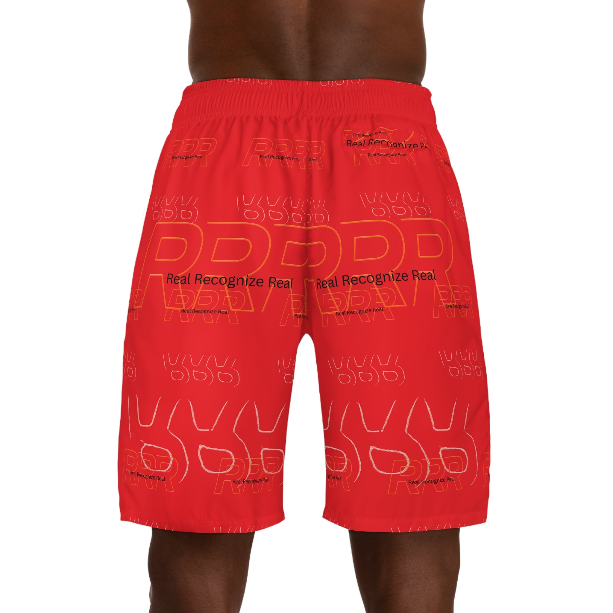Red 'Real Recognize Real' Men's Jogger Shorts - Athletic Streetwear