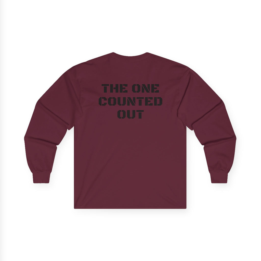 Long Sleeve Tee — 'Black Sheep' Graphic with 'The One Counted Out' Back Text
