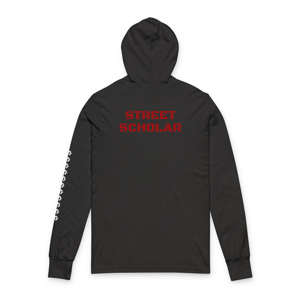 Street Scholar Hooded Long Sleeve Tee — Graphic Logo & Sleeve Print