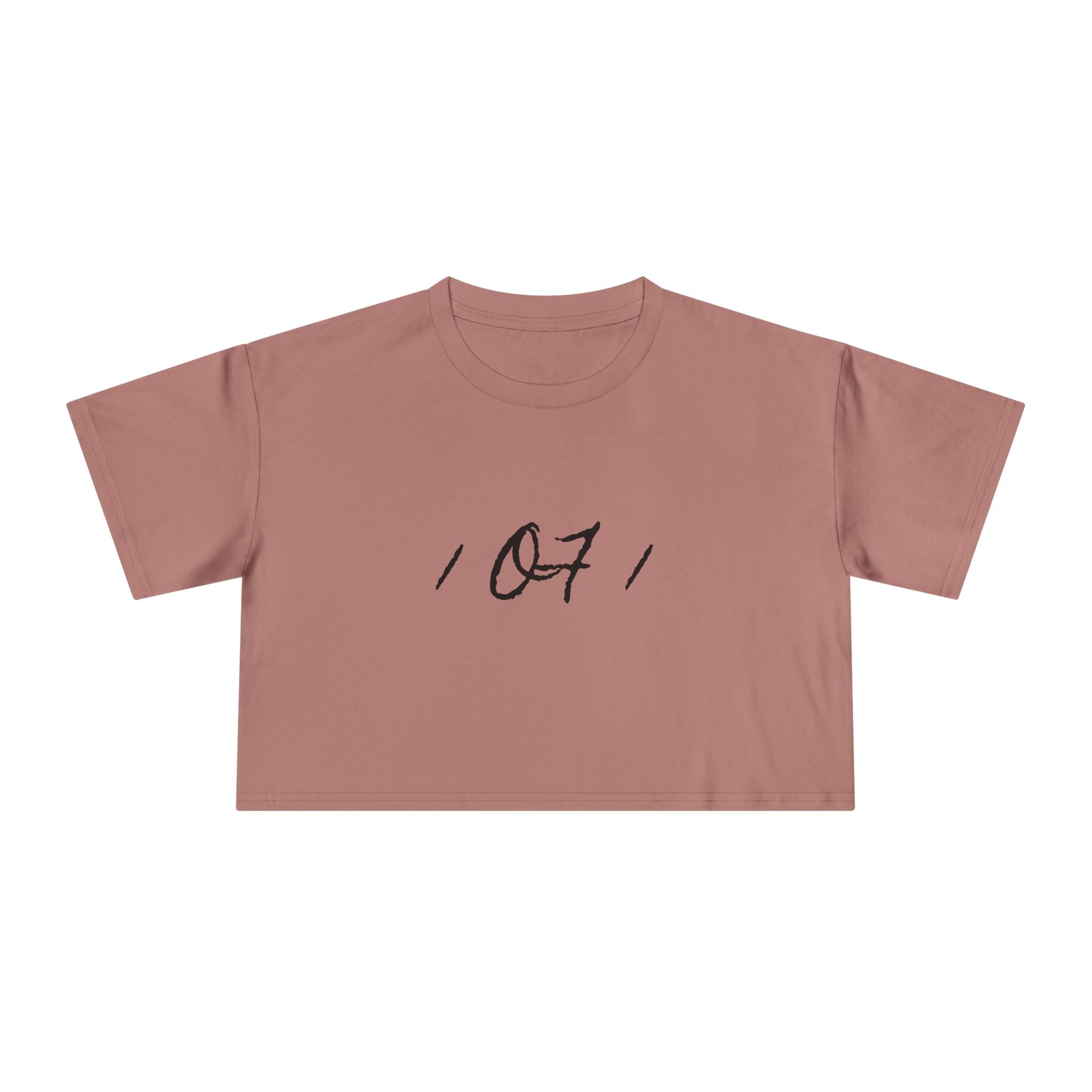Crop Tee — Minimal Script "07" Front with Script Back Text