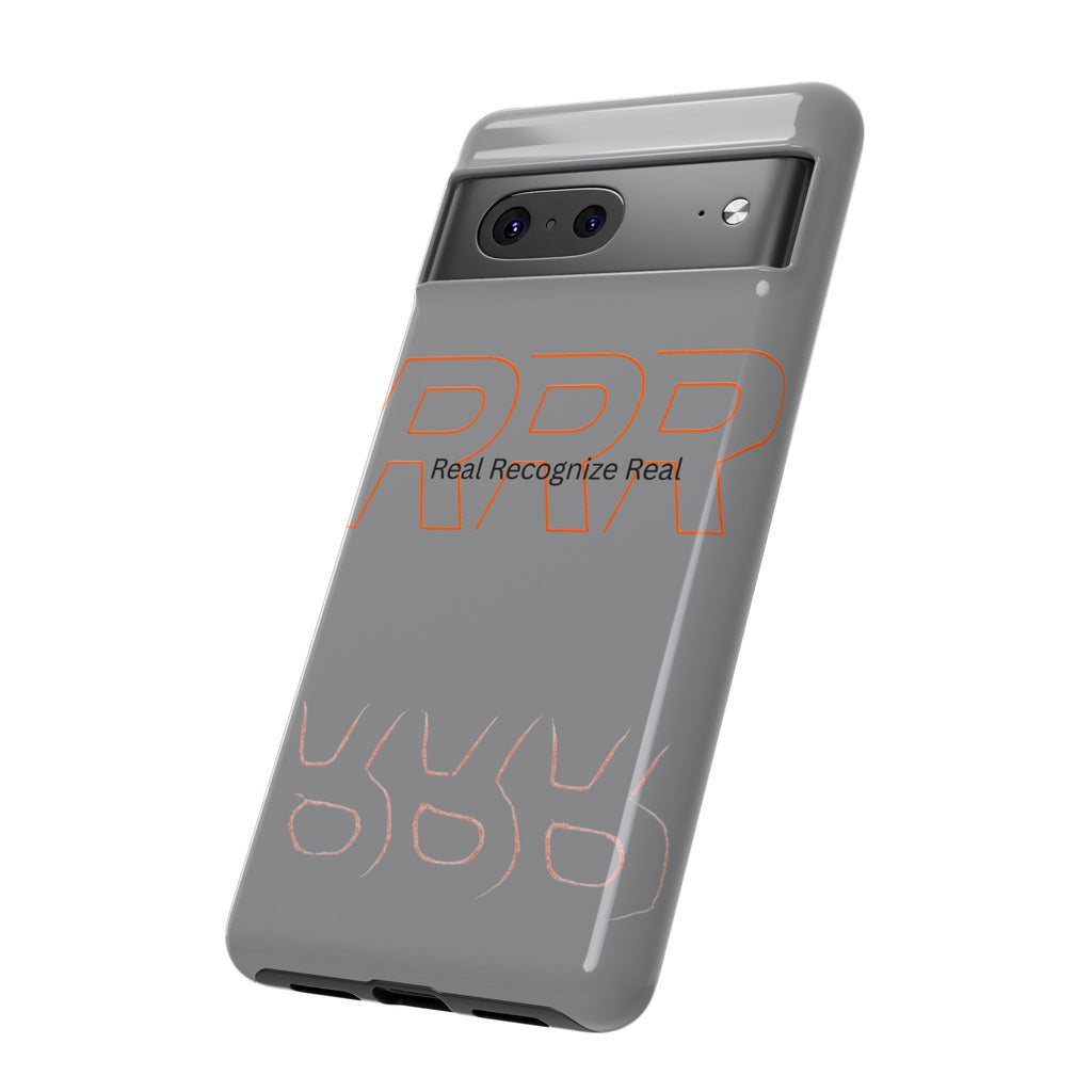 Tough Cases — 'Real Recognize Real' Protective Phone Case (Gray, Retro Outline Design)