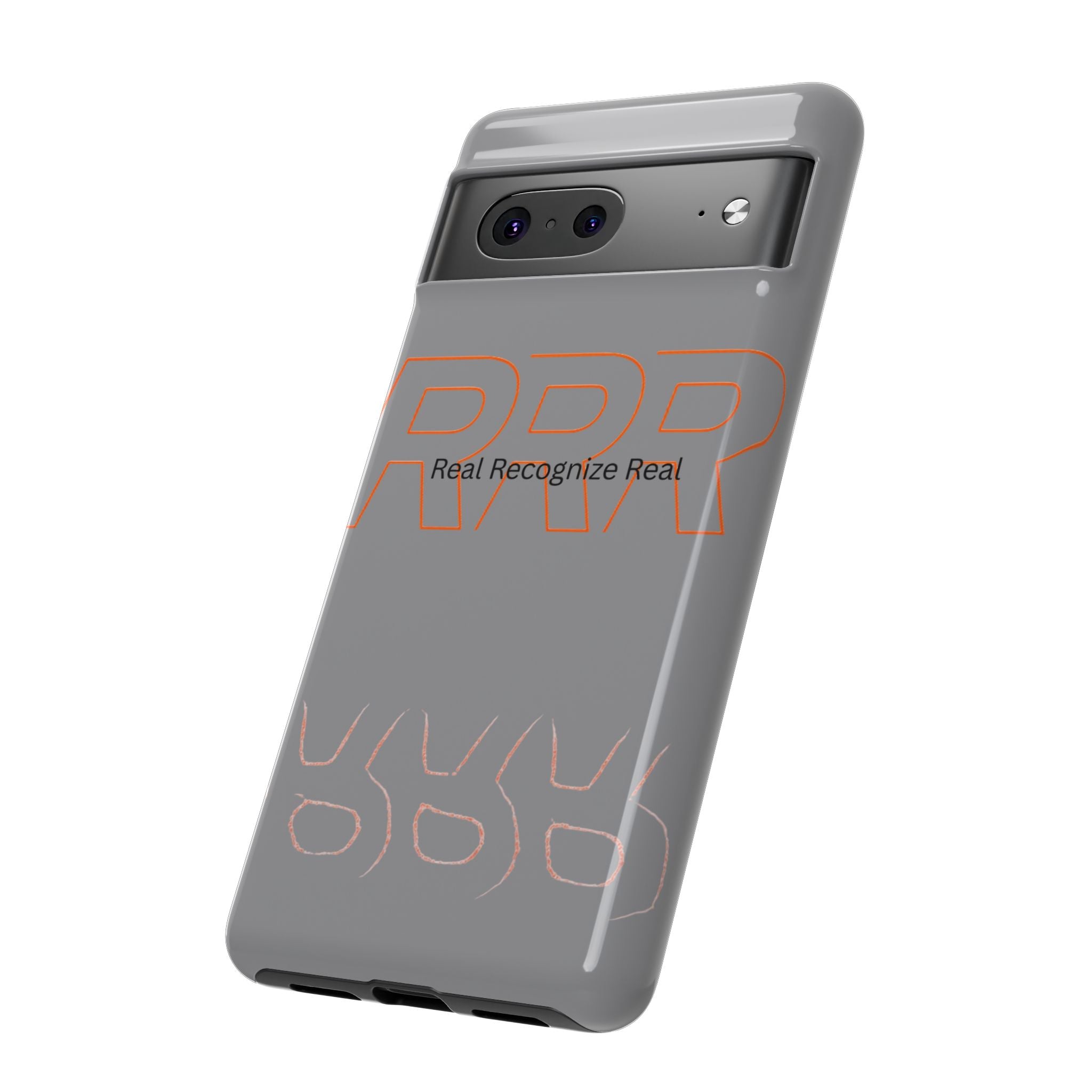 Tough Cases — 'Real Recognize Real' Protective Phone Case (Gray, Retro Outline Design)