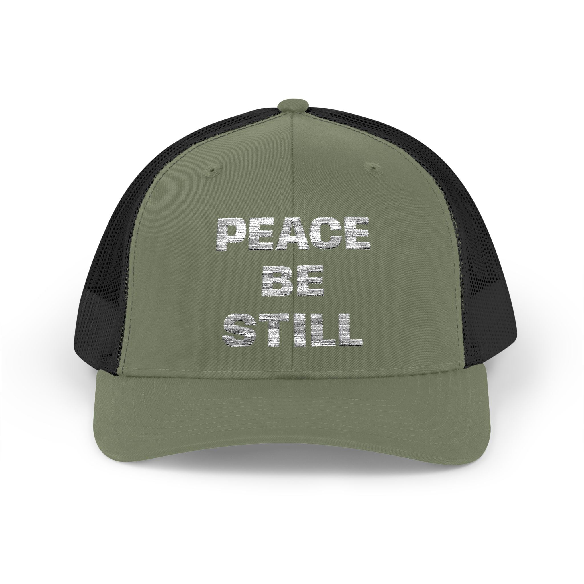 Peace Be Still Snapback Trucker Cap — Inspirational Mesh Back Hat