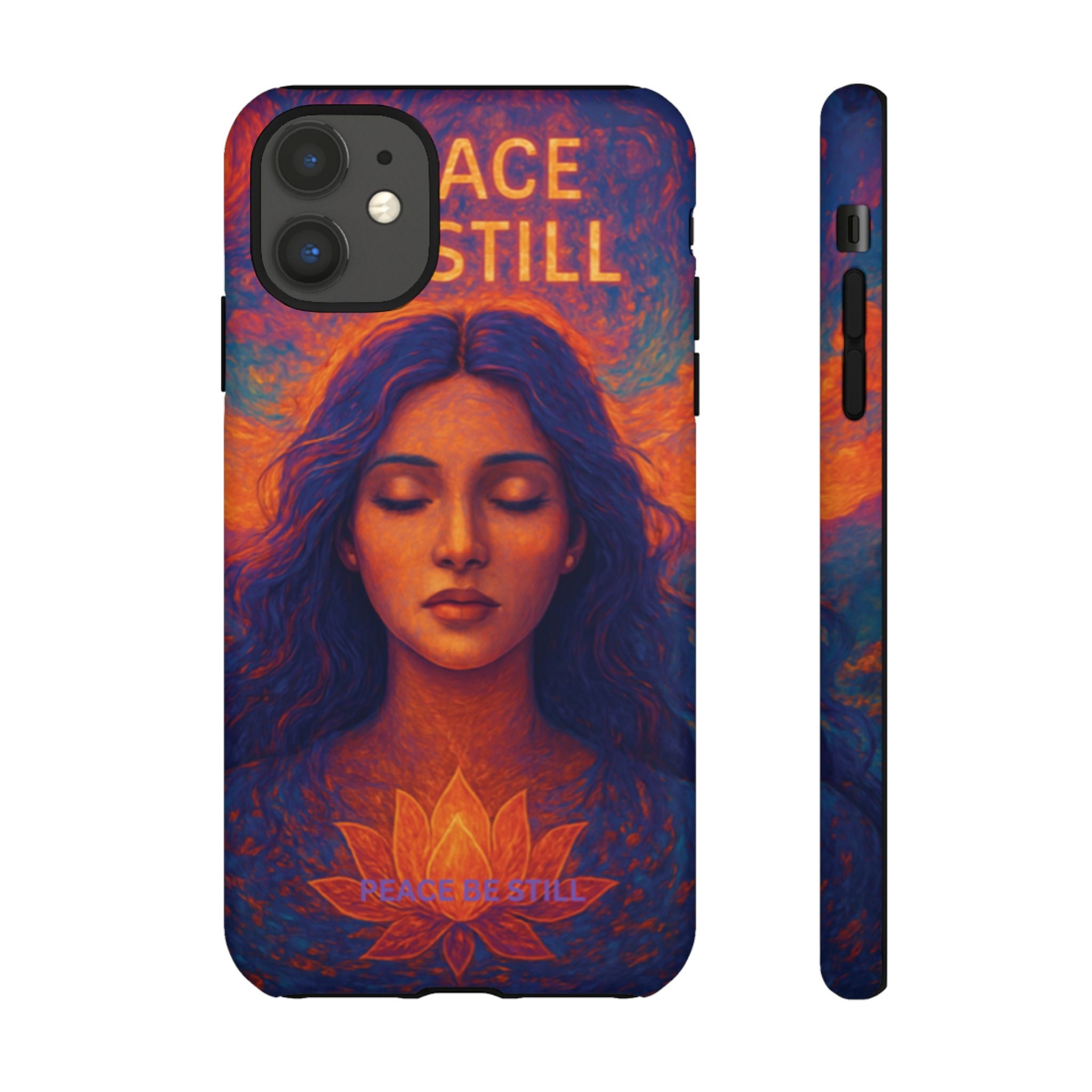 Peace Be Still Phone Case – Serene Goddess Meditation Design