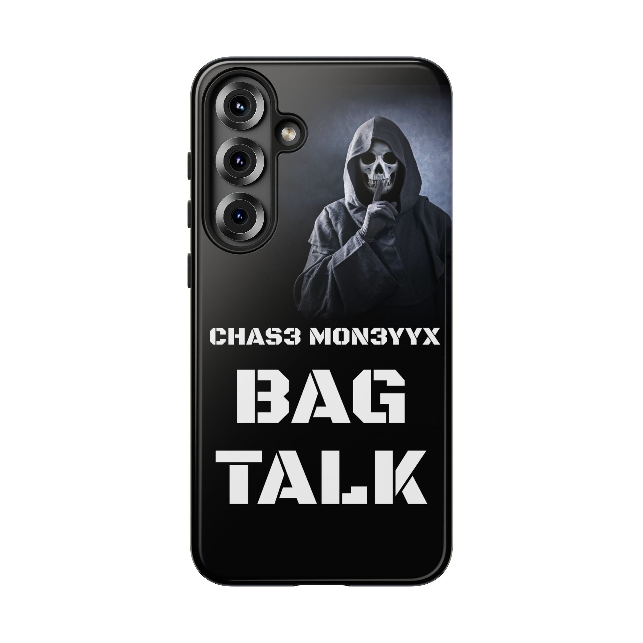 Phone Case — 'Bag Talk' Grim Reaper Graphic, Dark Gothic Protective Cover