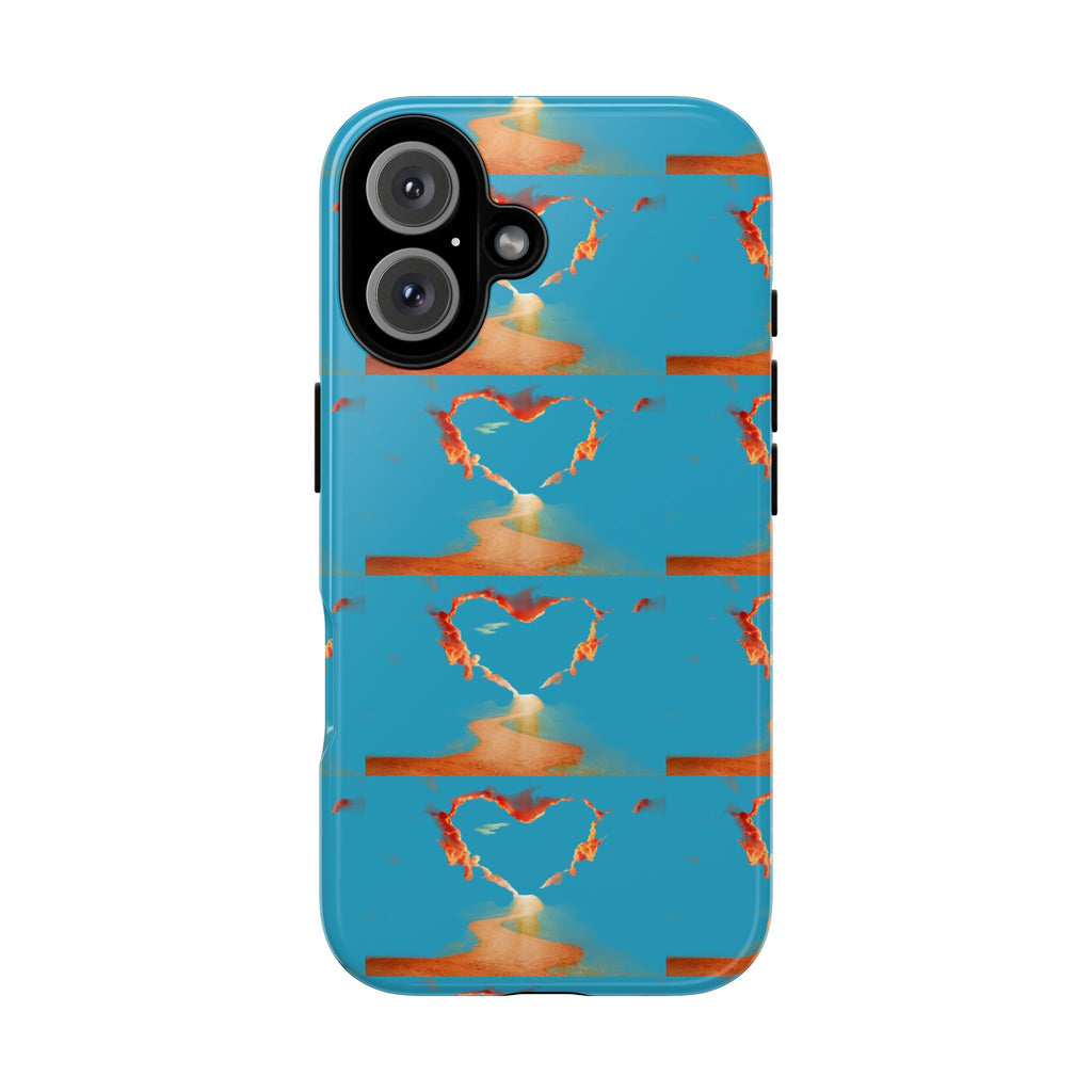 Heart Flame Tough Phone Case — Blue Sunset Protective Cover