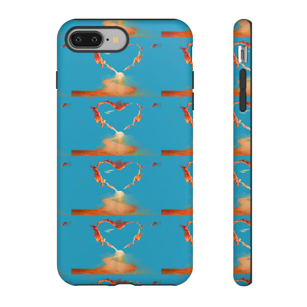 Heart Flame Tough Phone Case — Blue Sunset Protective Cover
