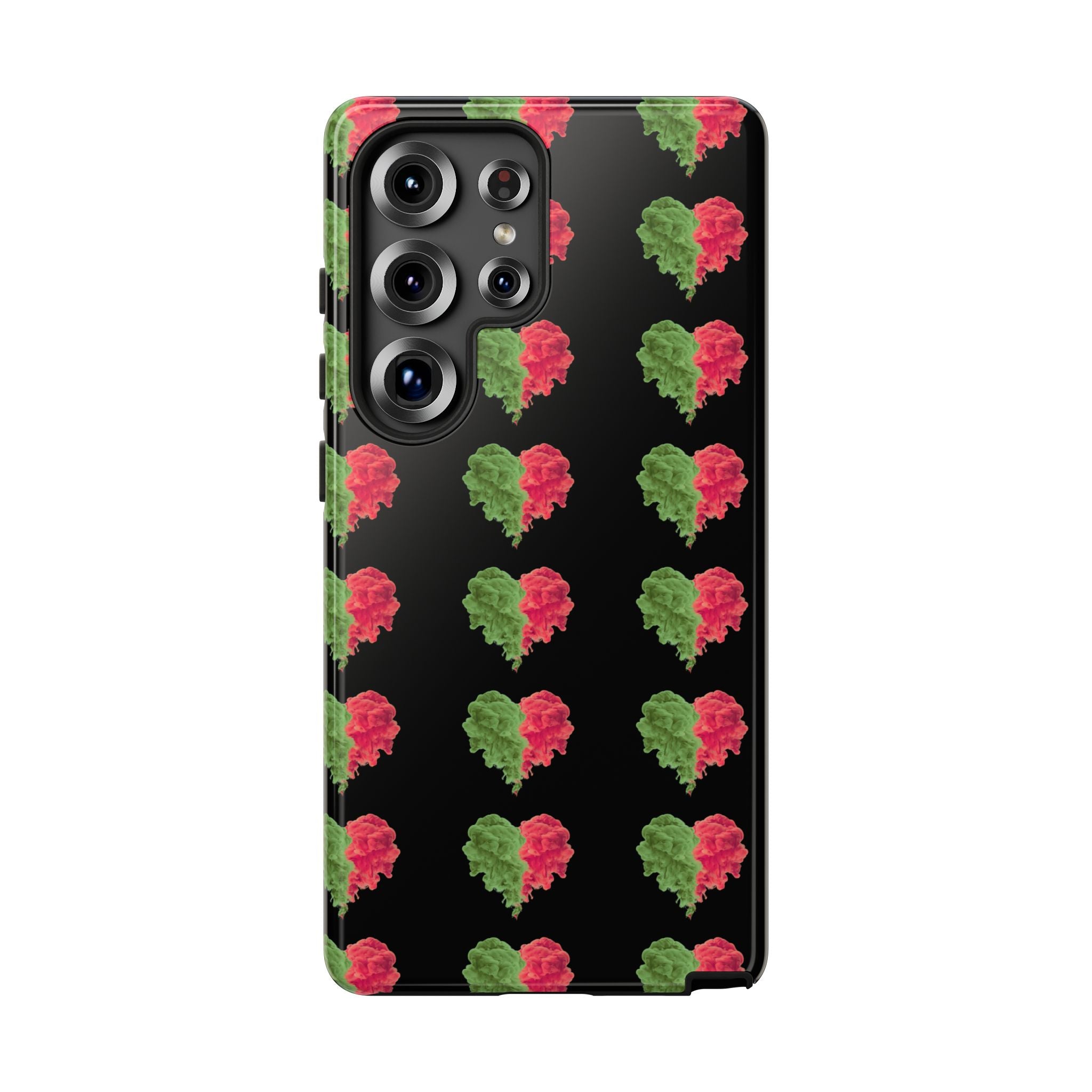 Ripped Heart Pattern Tough Phone Case — Floral Red & Green Heart Protection