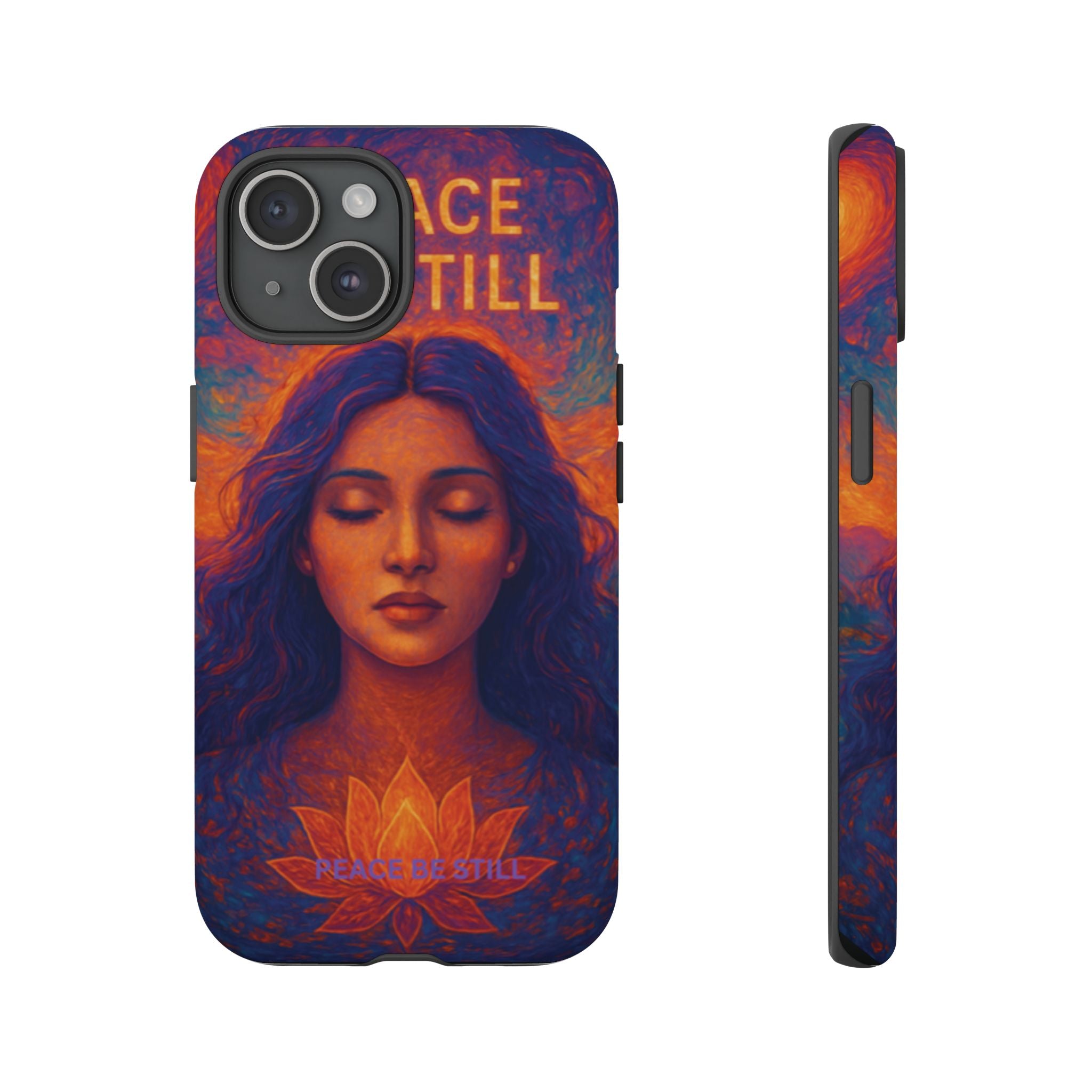 Peace Be Still Phone Case – Serene Goddess Meditation Design