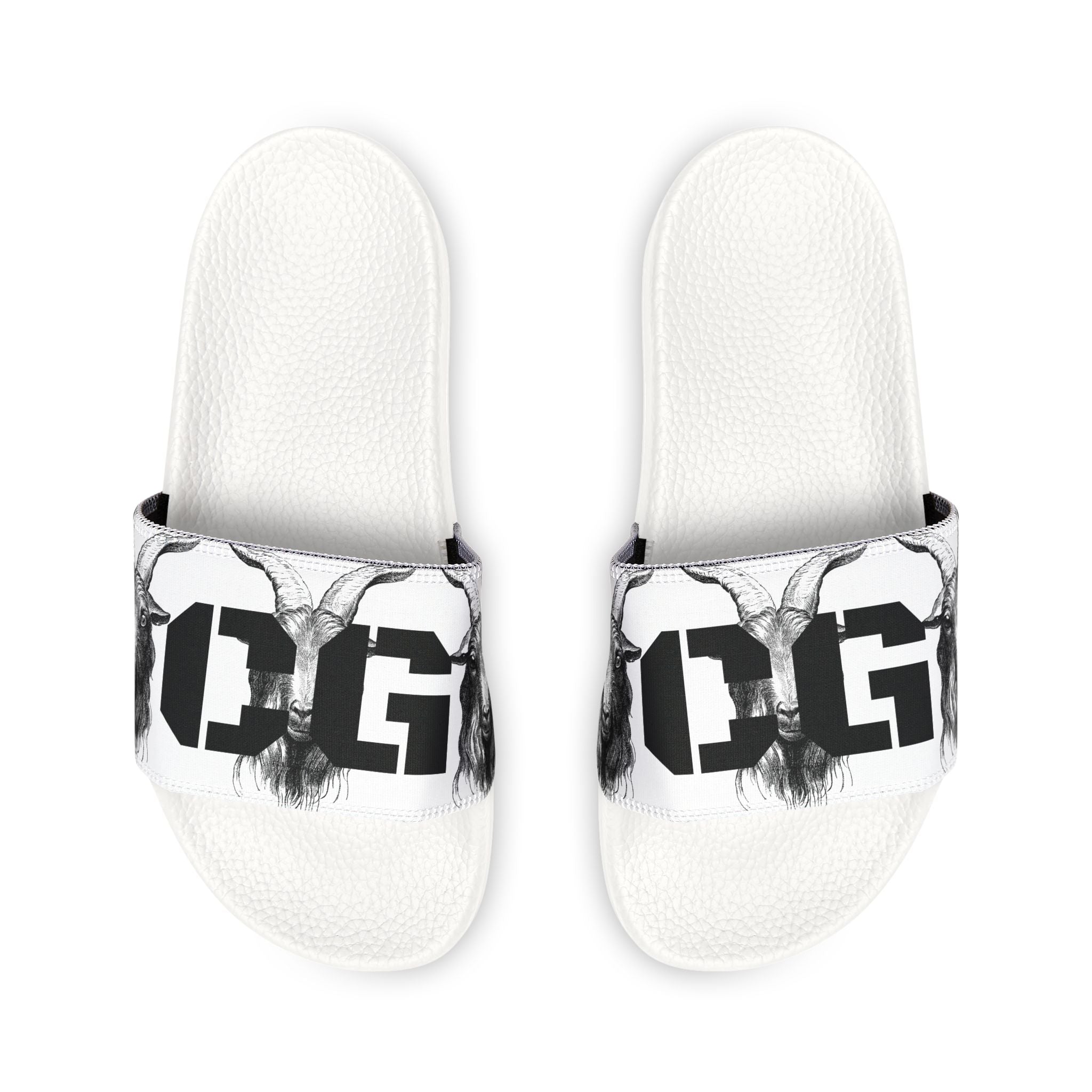 Men's Graphic Slide Sandals — Black & White Removable-Strap Pool Slides