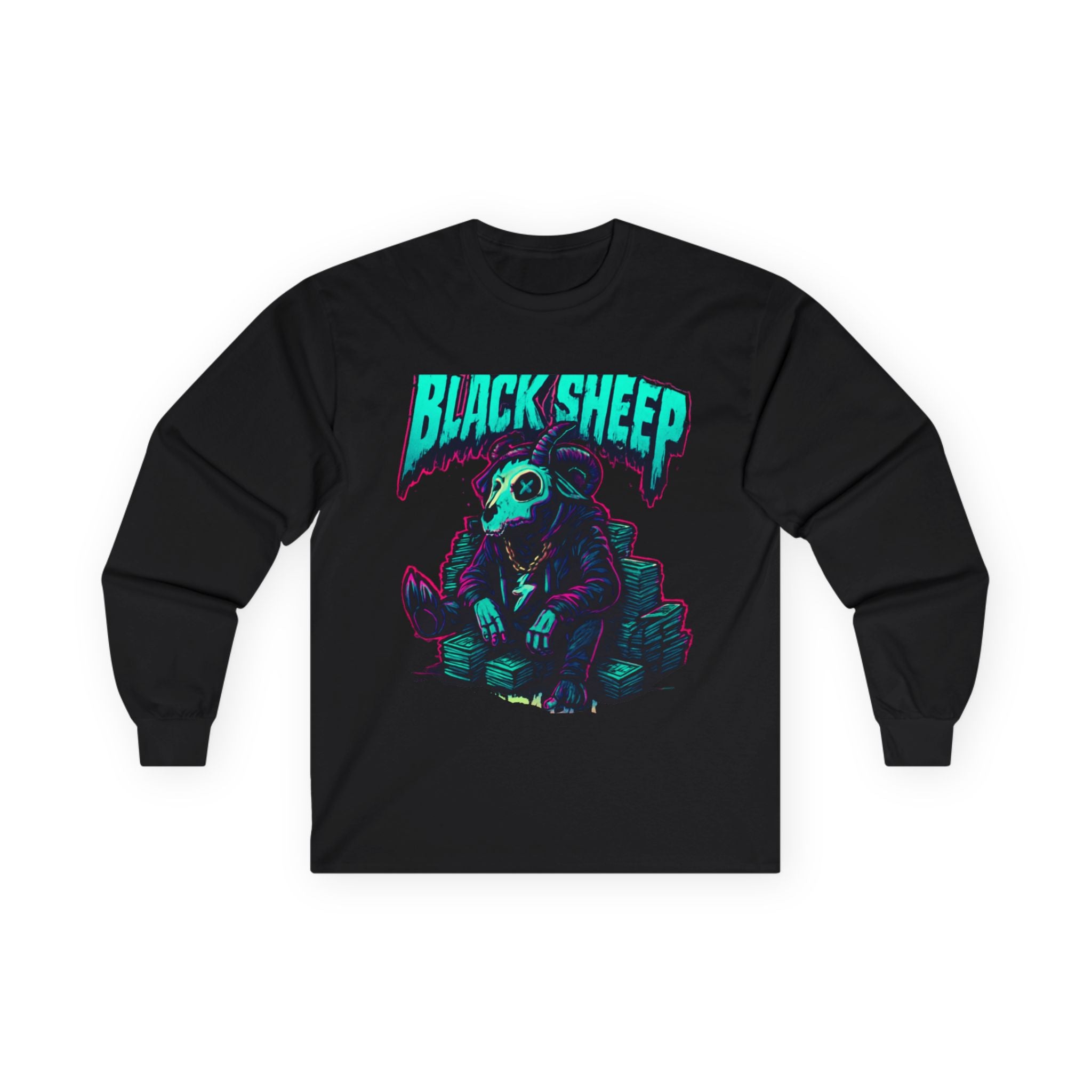 Long Sleeve Tee — 'Black Sheep' Graphic with 'The One Counted Out' Back Text