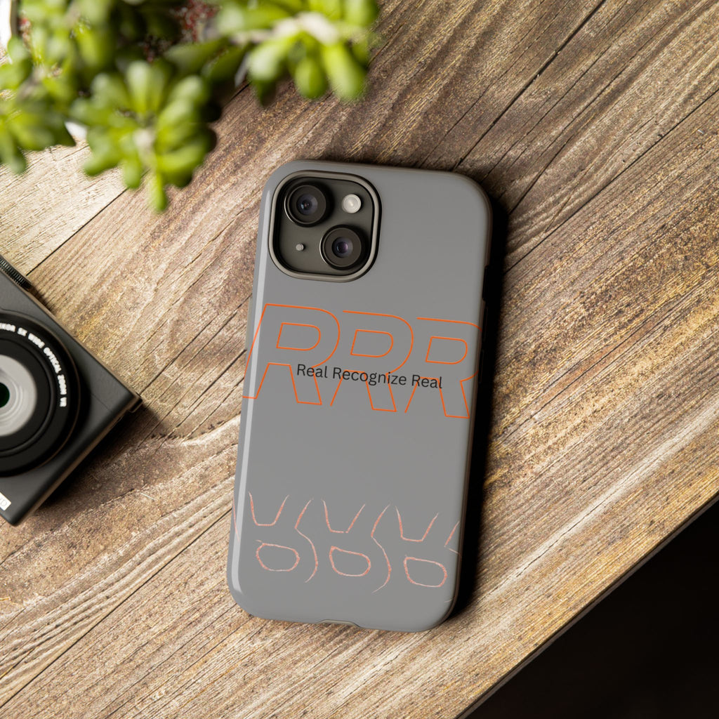 Tough Cases — 'Real Recognize Real' Protective Phone Case (Gray, Retro Outline Design)