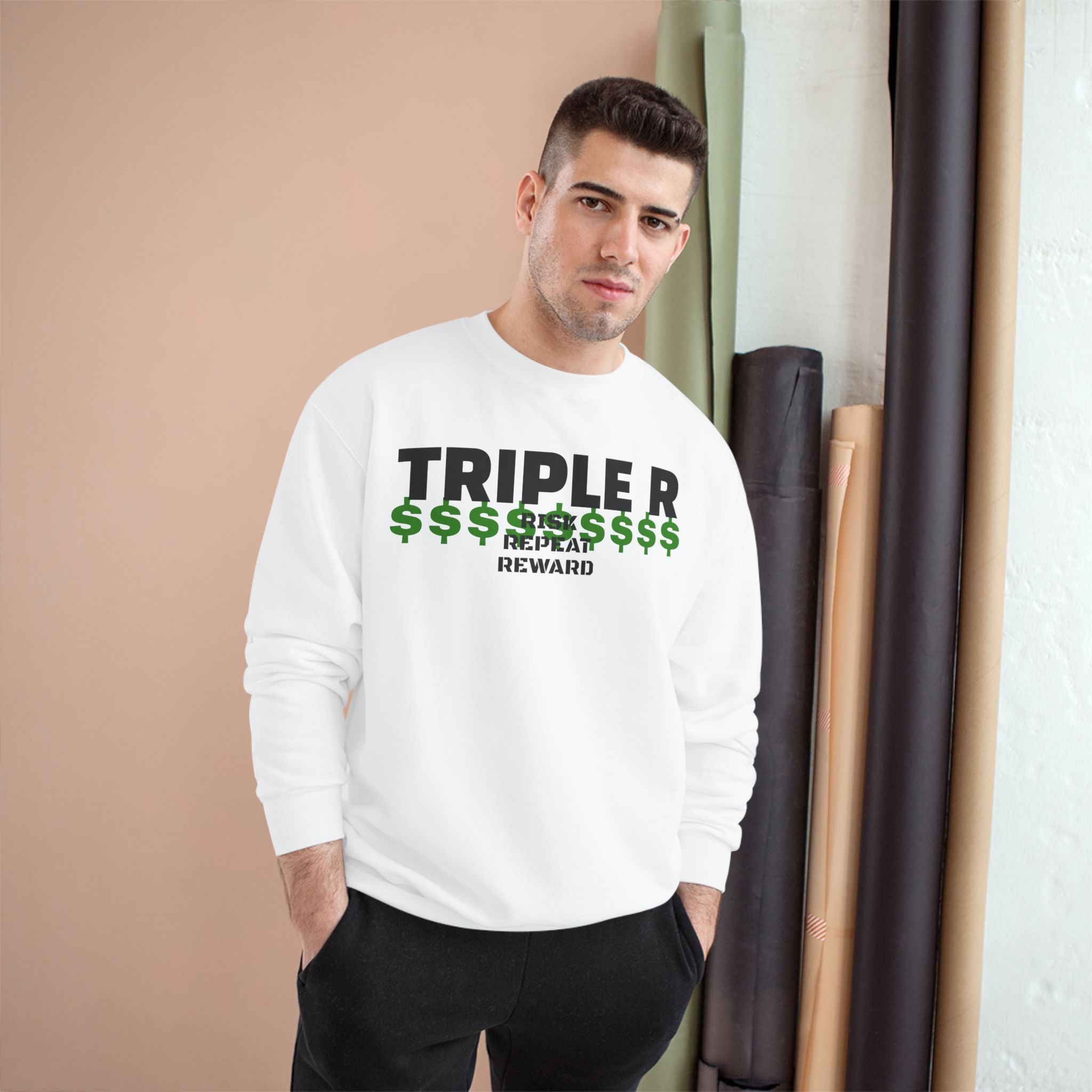 Champion Sweatshirt — "TRIPLE R" Money Reward Graphic Crewneck