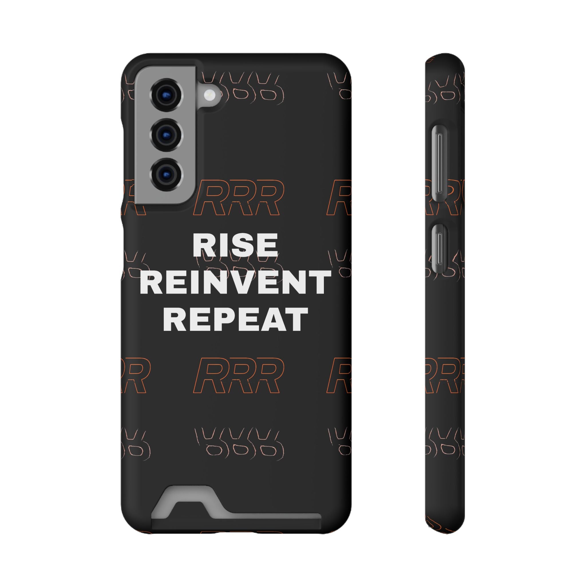 Rise Reinvent Repeat Phone Card Case — Slim Wallet Phone Case with Motivational Design