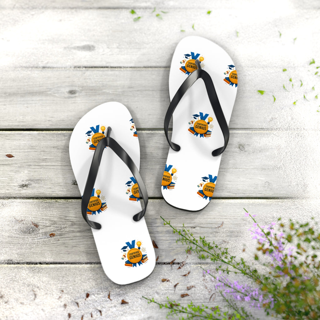 Flip Flops — Summer Genius Badge Pattern Beach Sandals