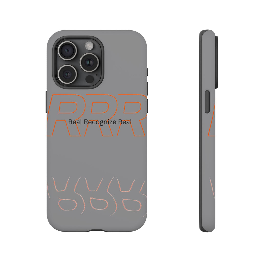 Tough Cases — 'Real Recognize Real' Protective Phone Case (Gray, Retro Outline Design)