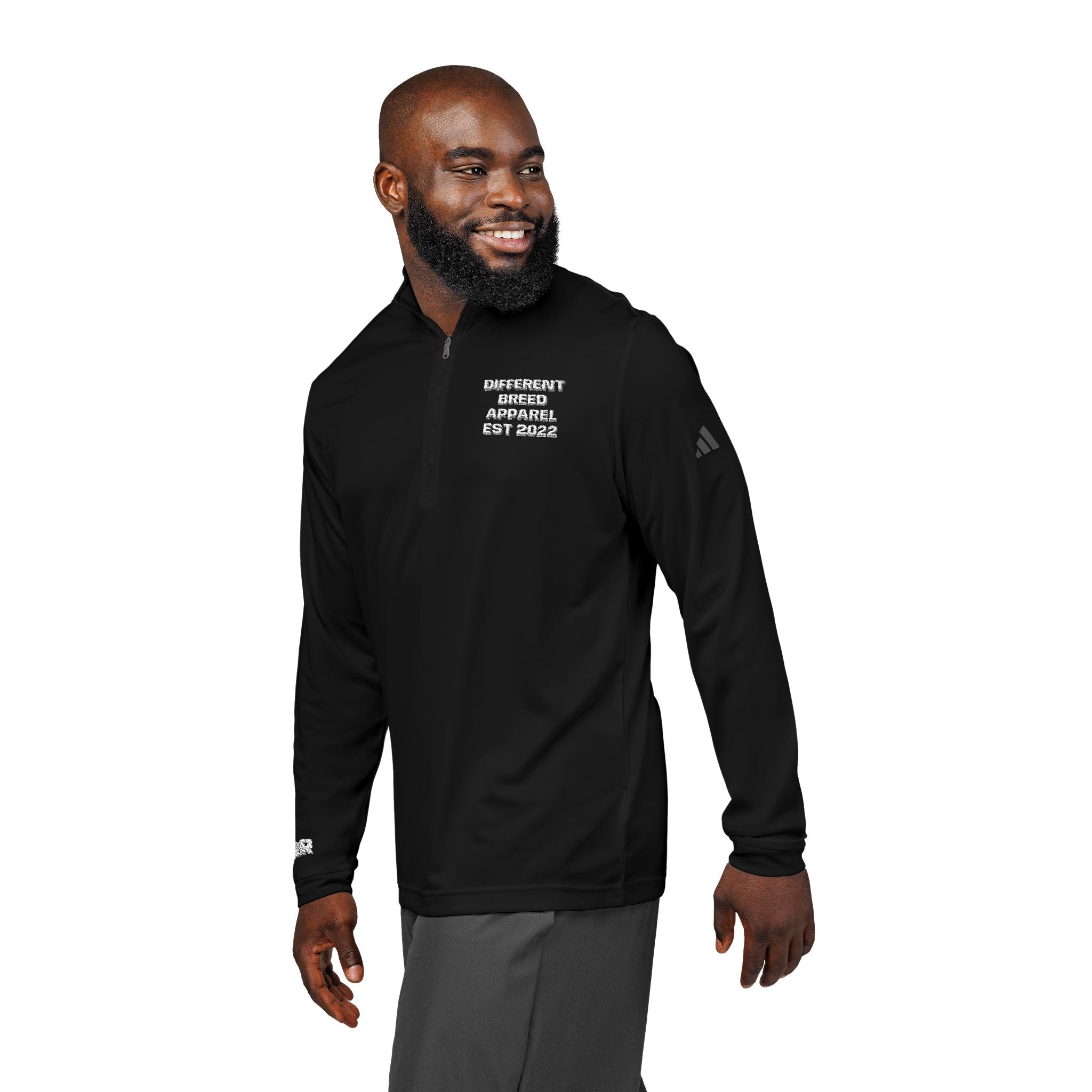Embroidered Quarter-Zip Pullover — Heather Grey Athletic Pullover