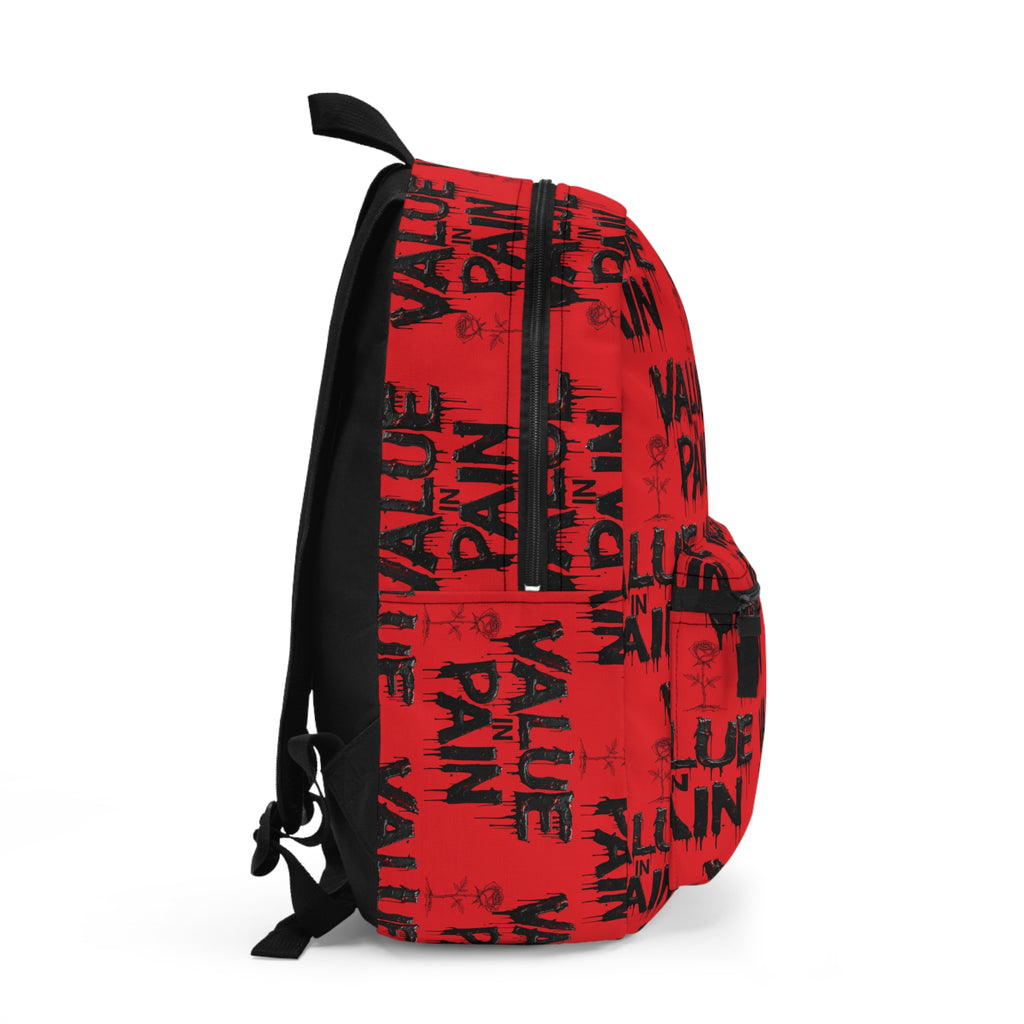 Value in Pain Red Graphic Backpack