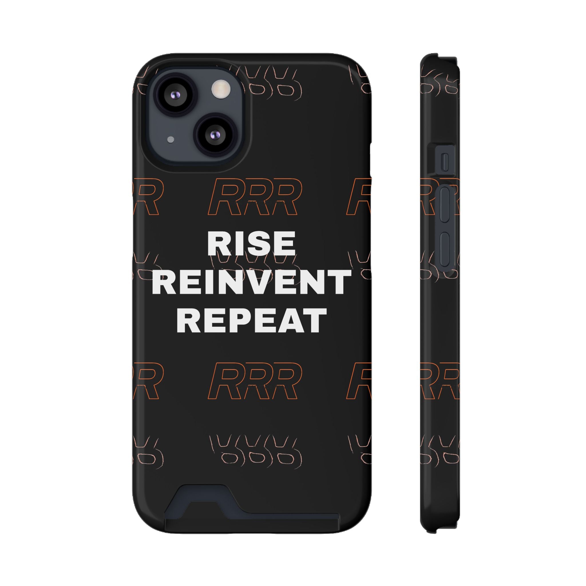 Rise Reinvent Repeat Phone Card Case — Slim Wallet Phone Case with Motivational Design