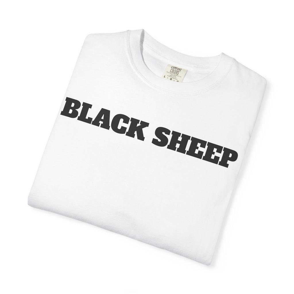 Black Sheep T-Shirt — Bold Back Lip Graphic & Front Text