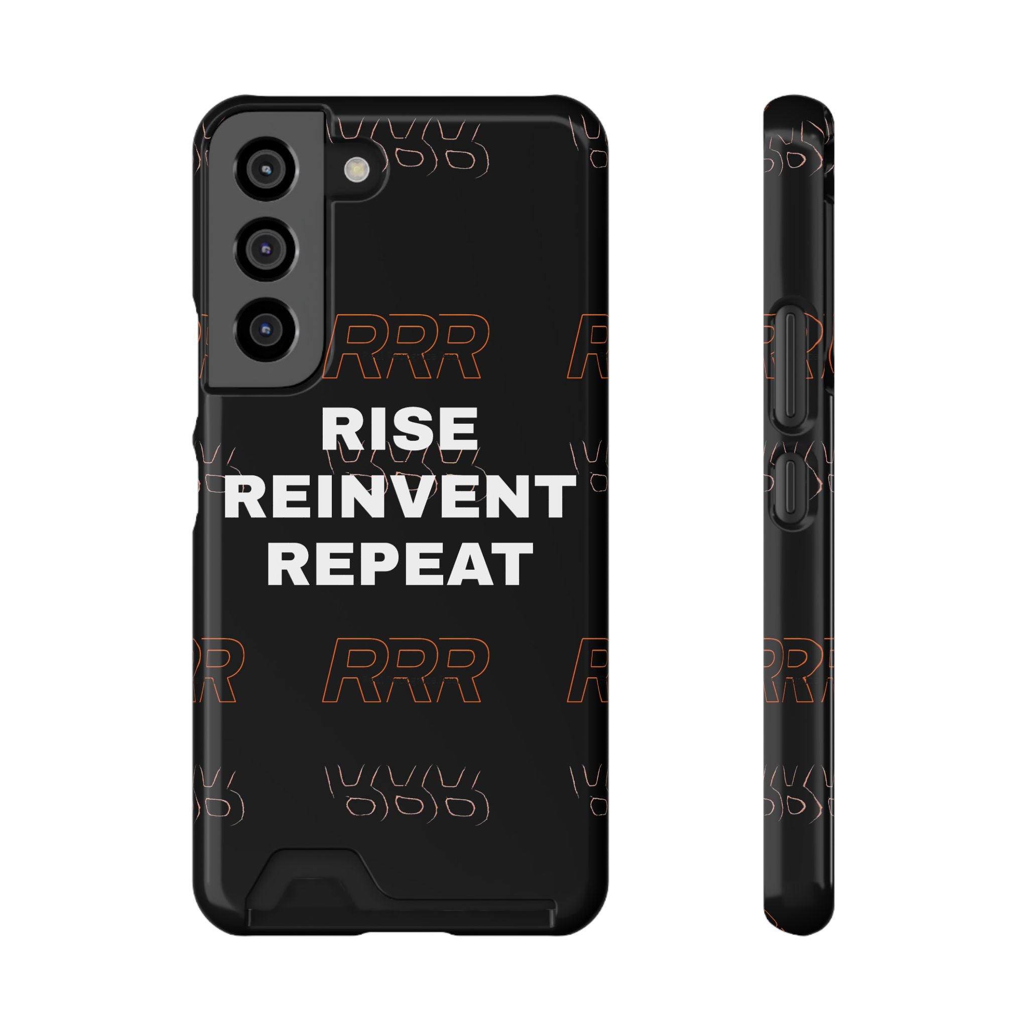 Rise Reinvent Repeat Phone Card Case — Slim Wallet Phone Case with Motivational Design