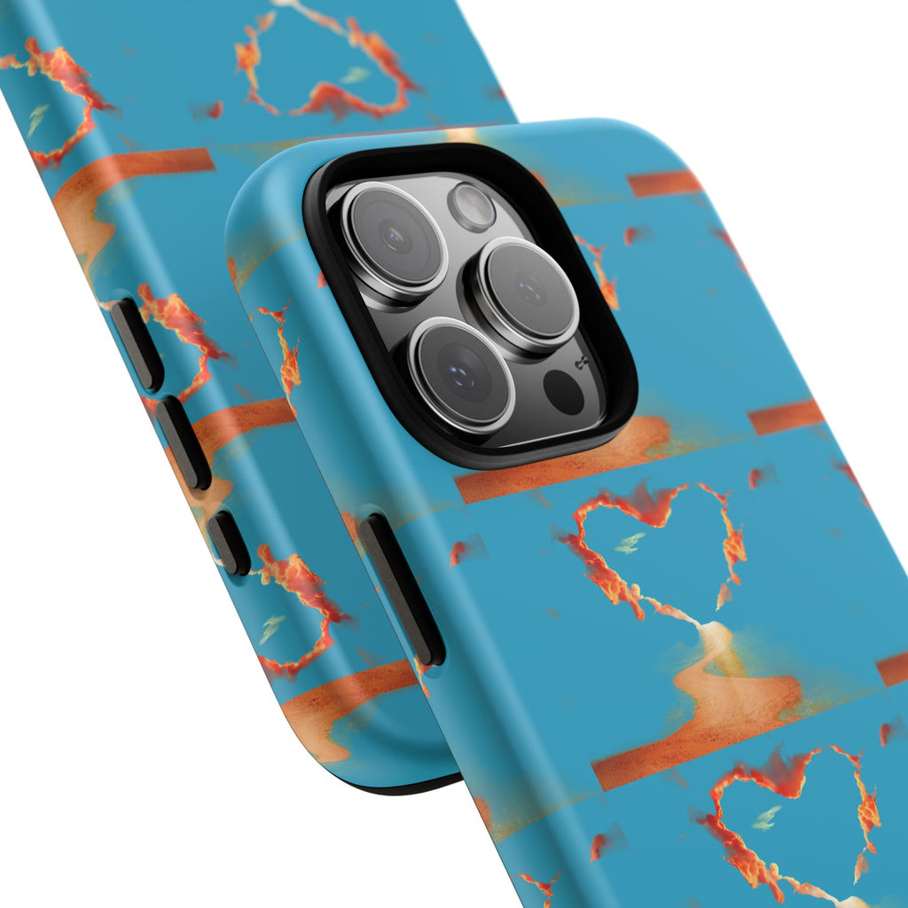 Heart Flame Tough Phone Case — Blue Sunset Protective Cover