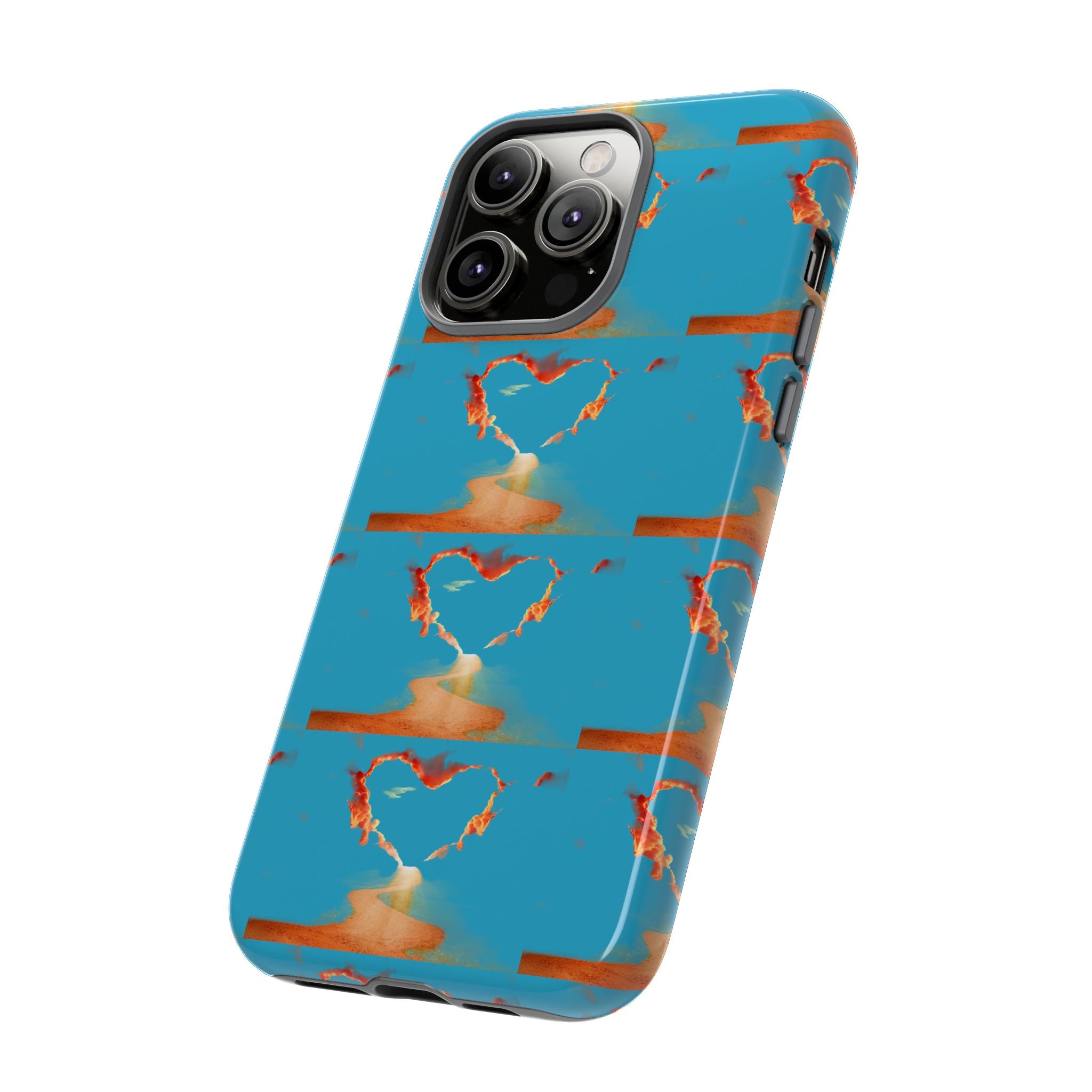 Heart Flame Tough Phone Case — Blue Sunset Protective Cover