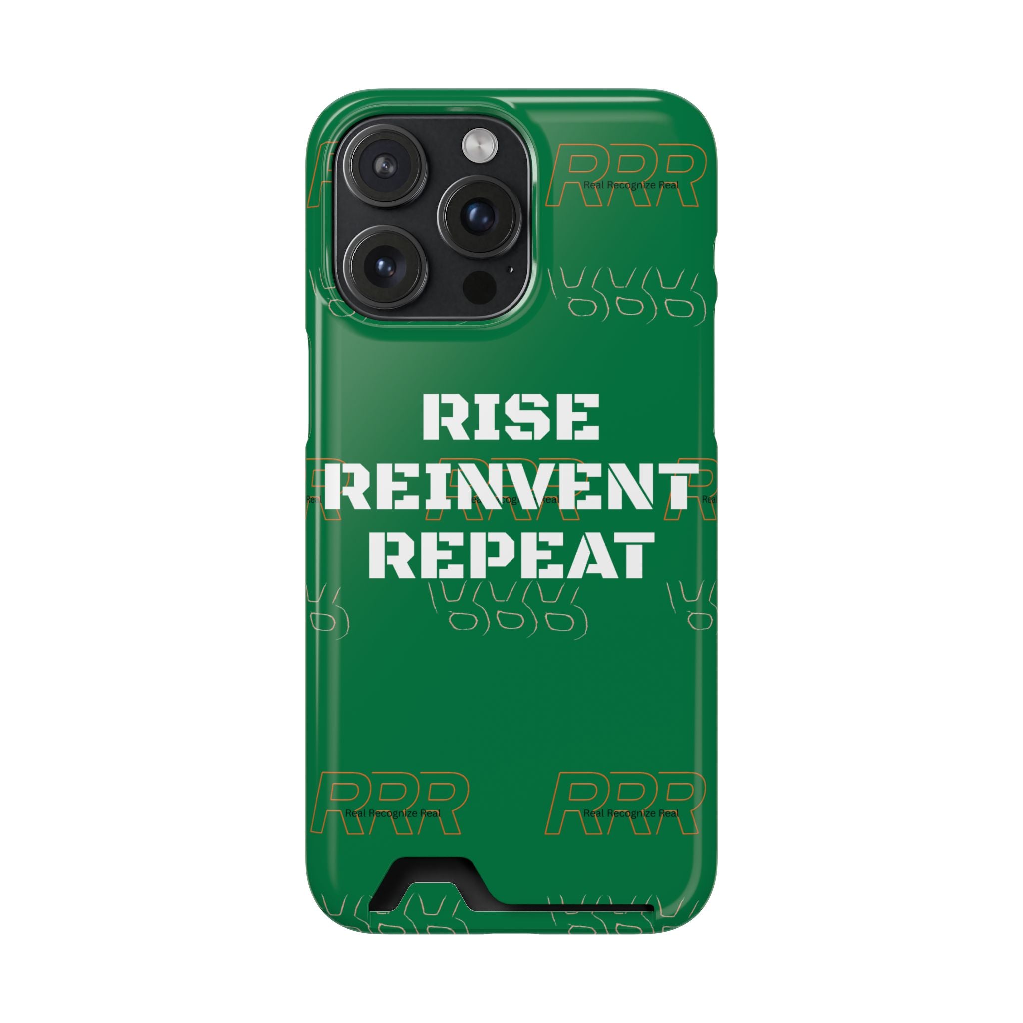 Green 'Rise Reinvent Repeat' Card Holder Phone Case — Motivational Protective Cover