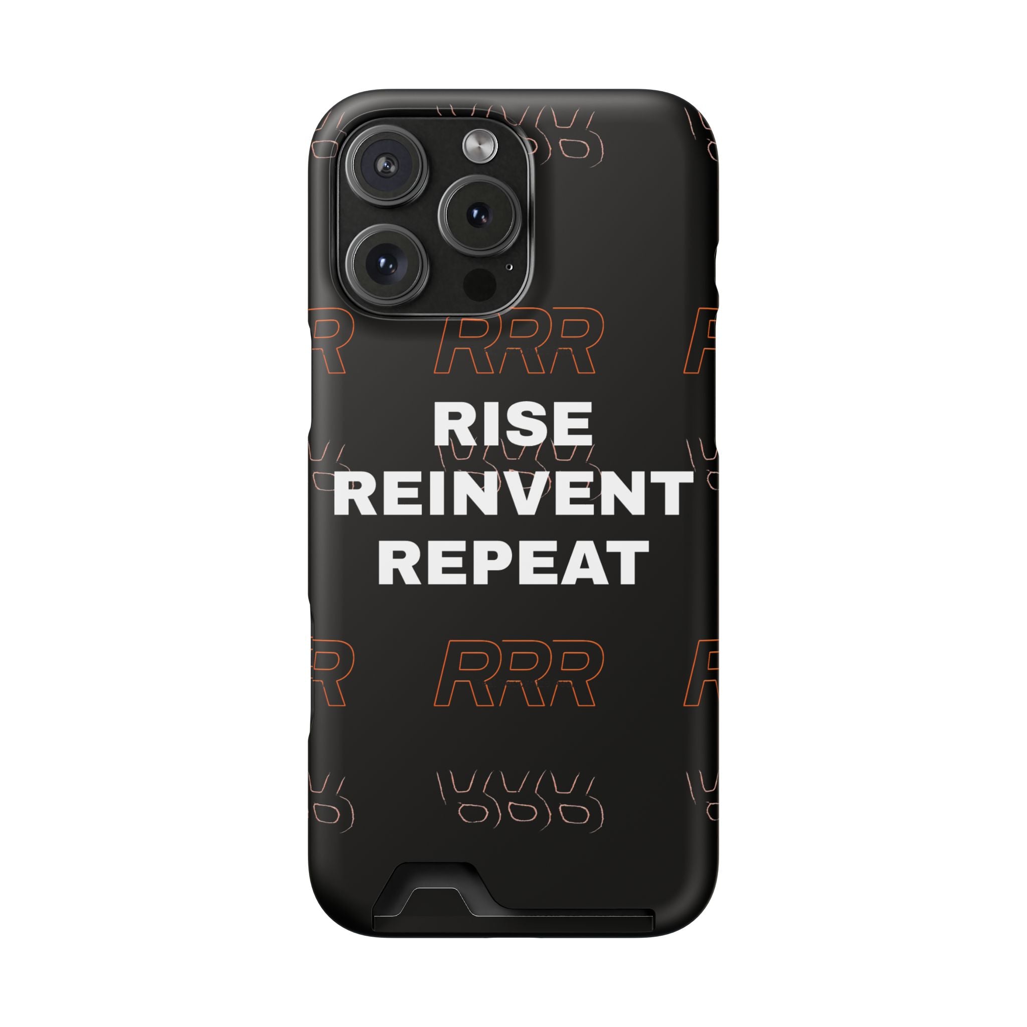 Rise Reinvent Repeat Phone Card Case — Slim Wallet Phone Case with Motivational Design