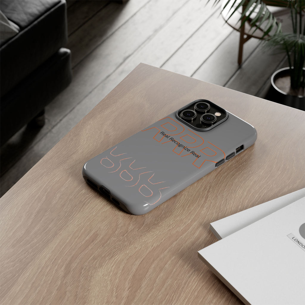 Tough Cases — 'Real Recognize Real' Protective Phone Case (Gray, Retro Outline Design)