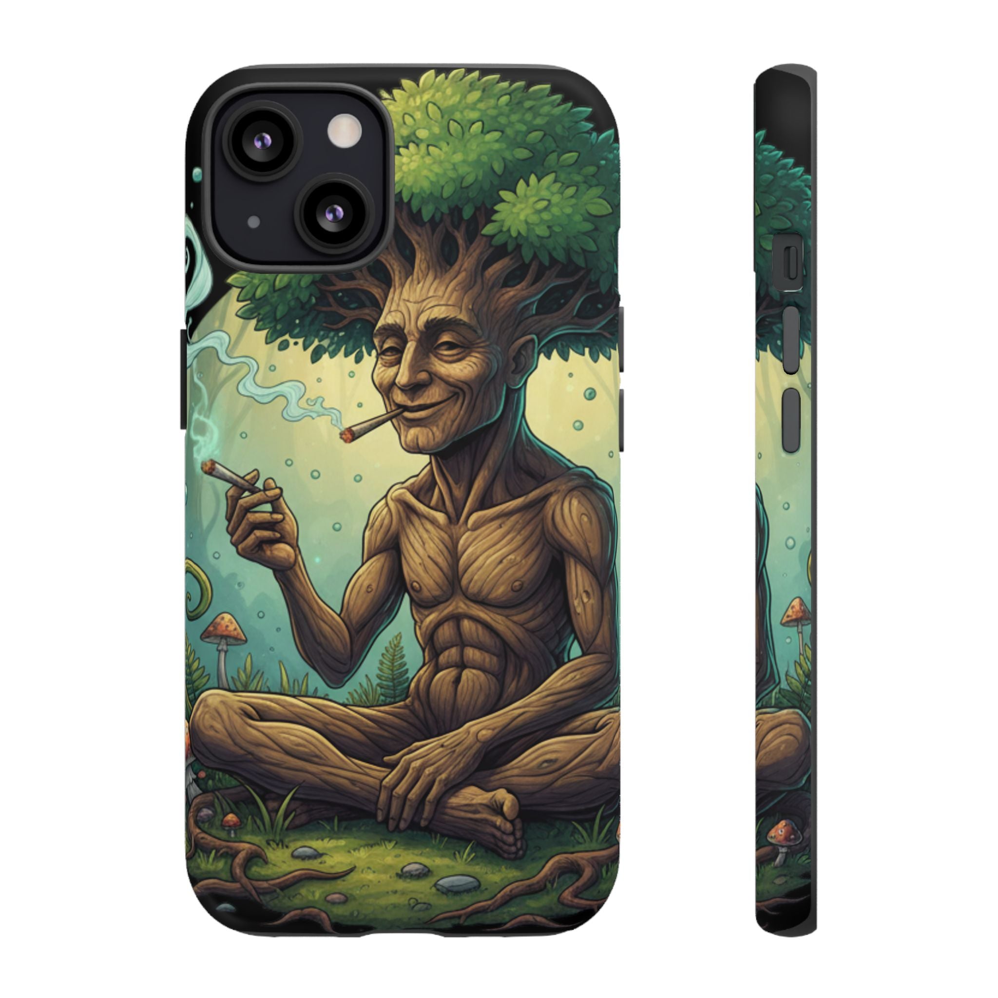 Tree Spirit Phone Case — Chill Smoking Woodland Art Phone Cover
