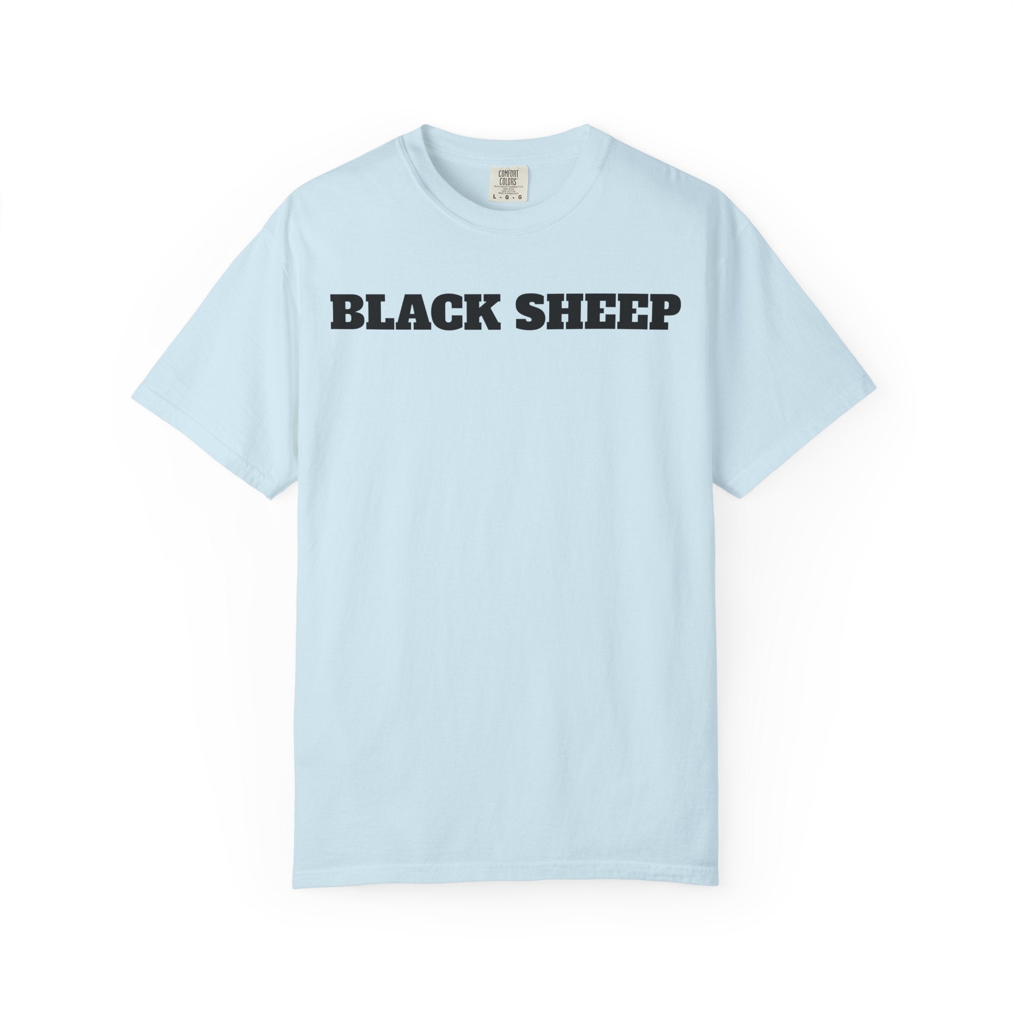 Black Sheep T-Shirt — Bold Back Lip Graphic & Front Text