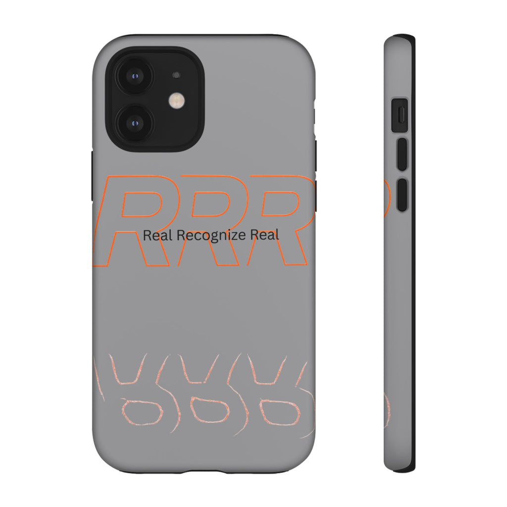 Tough Cases — 'Real Recognize Real' Protective Phone Case (Gray, Retro Outline Design)