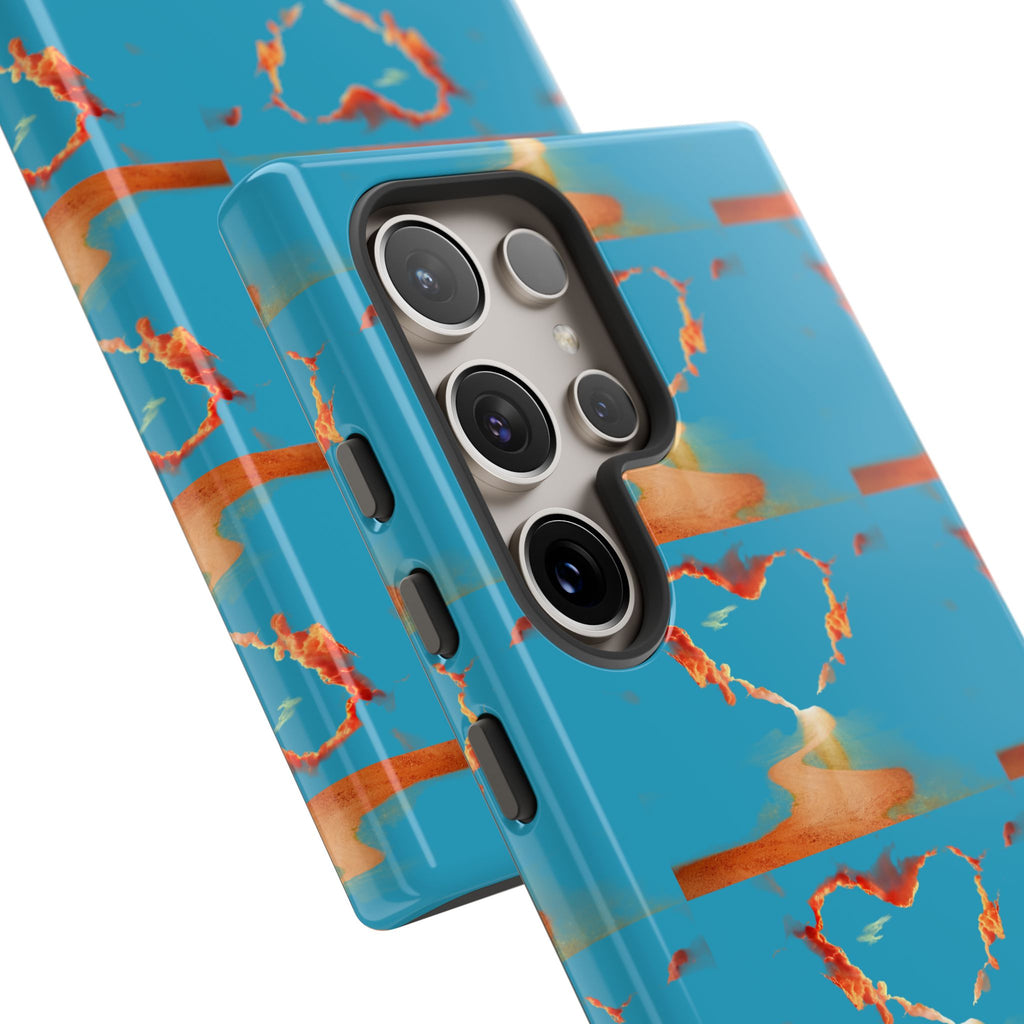 Heart Flame Tough Phone Case — Blue Sunset Protective Cover