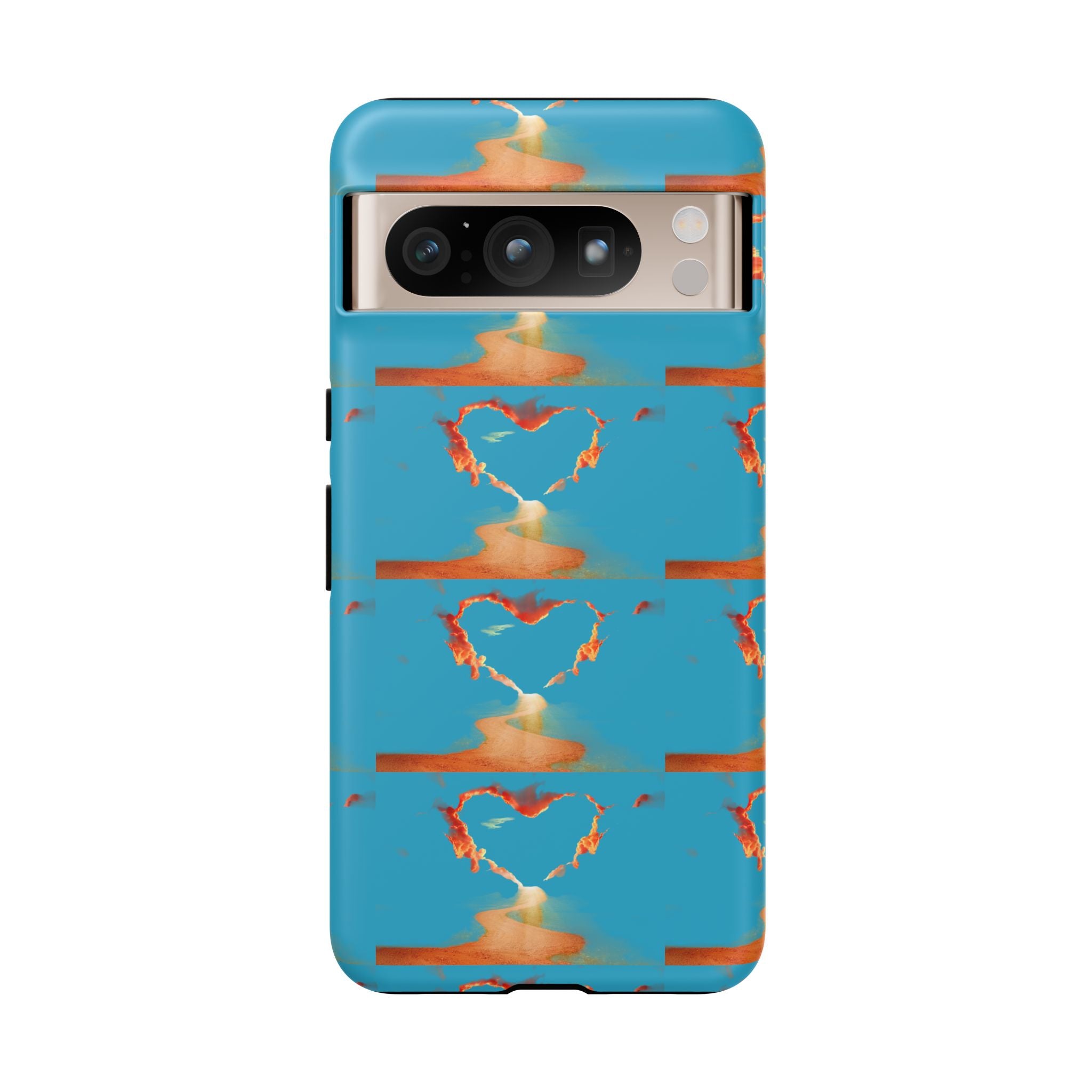 Heart Flame Tough Phone Case — Blue Sunset Protective Cover