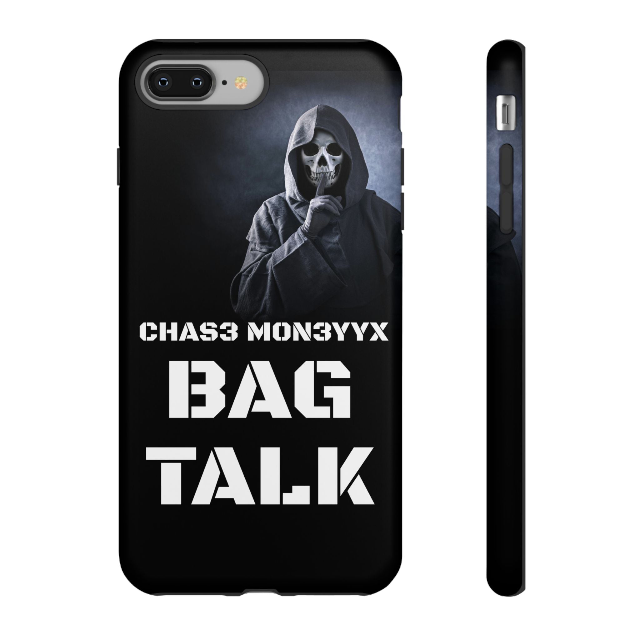 Phone Case — 'Bag Talk' Grim Reaper Graphic, Dark Gothic Protective Cover