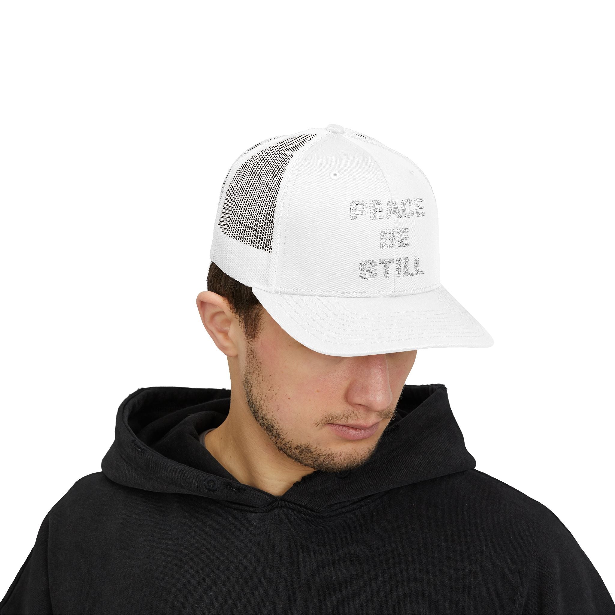 Peace Be Still Snapback Trucker Cap — Inspirational Mesh Back Hat