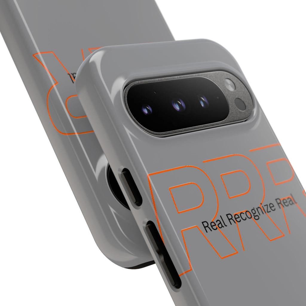 Tough Cases — 'Real Recognize Real' Protective Phone Case (Gray, Retro Outline Design)