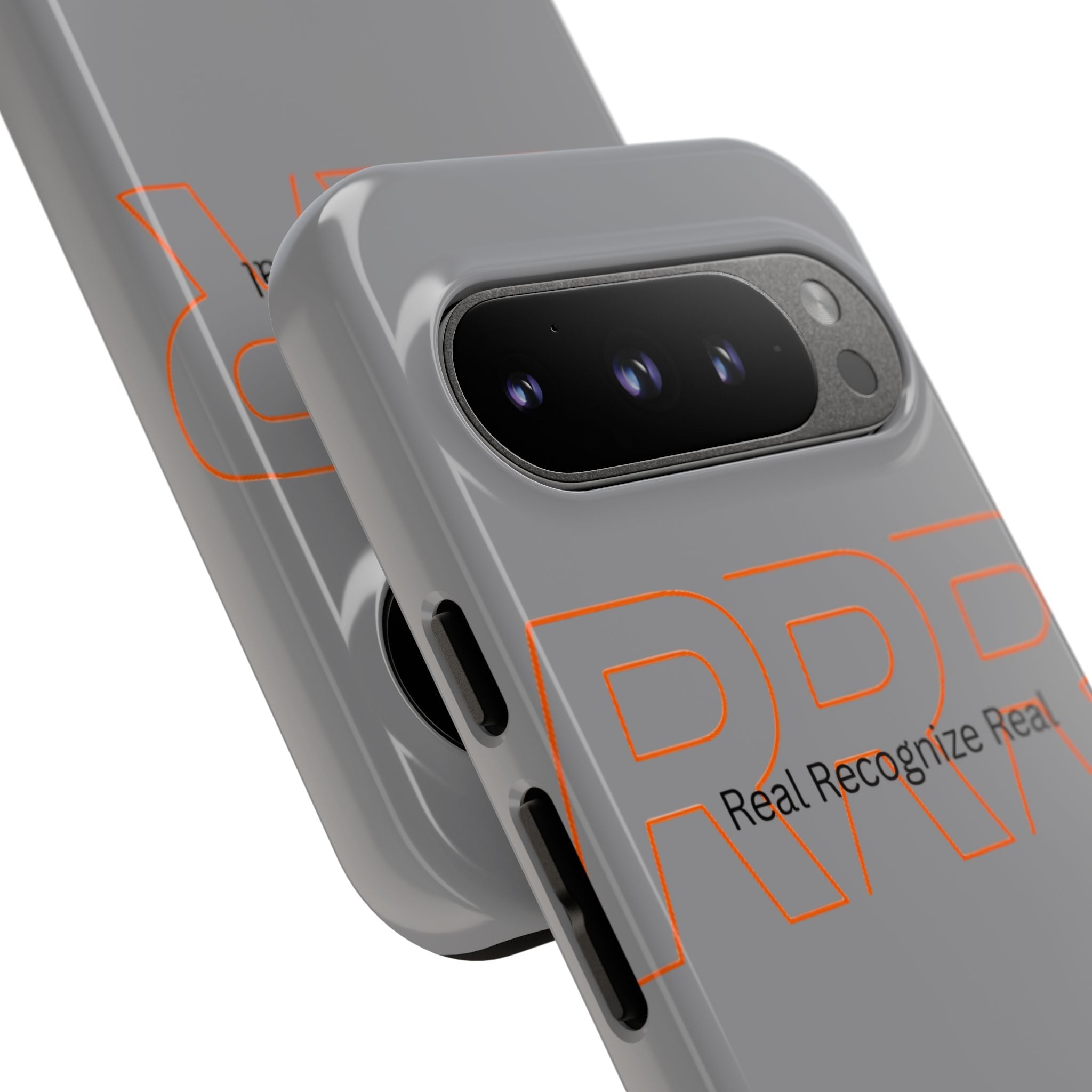 Tough Cases — 'Real Recognize Real' Protective Phone Case (Gray, Retro Outline Design)