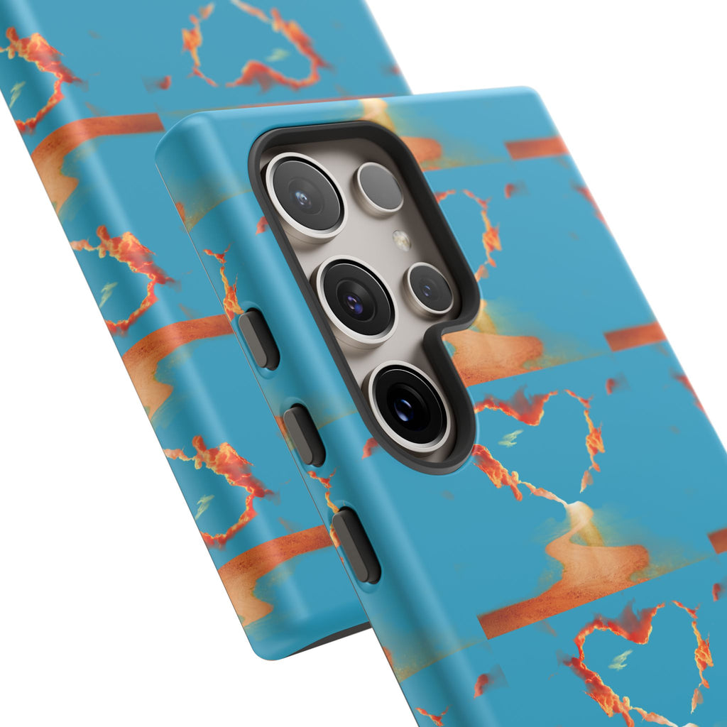 Heart Flame Tough Phone Case — Blue Sunset Protective Cover