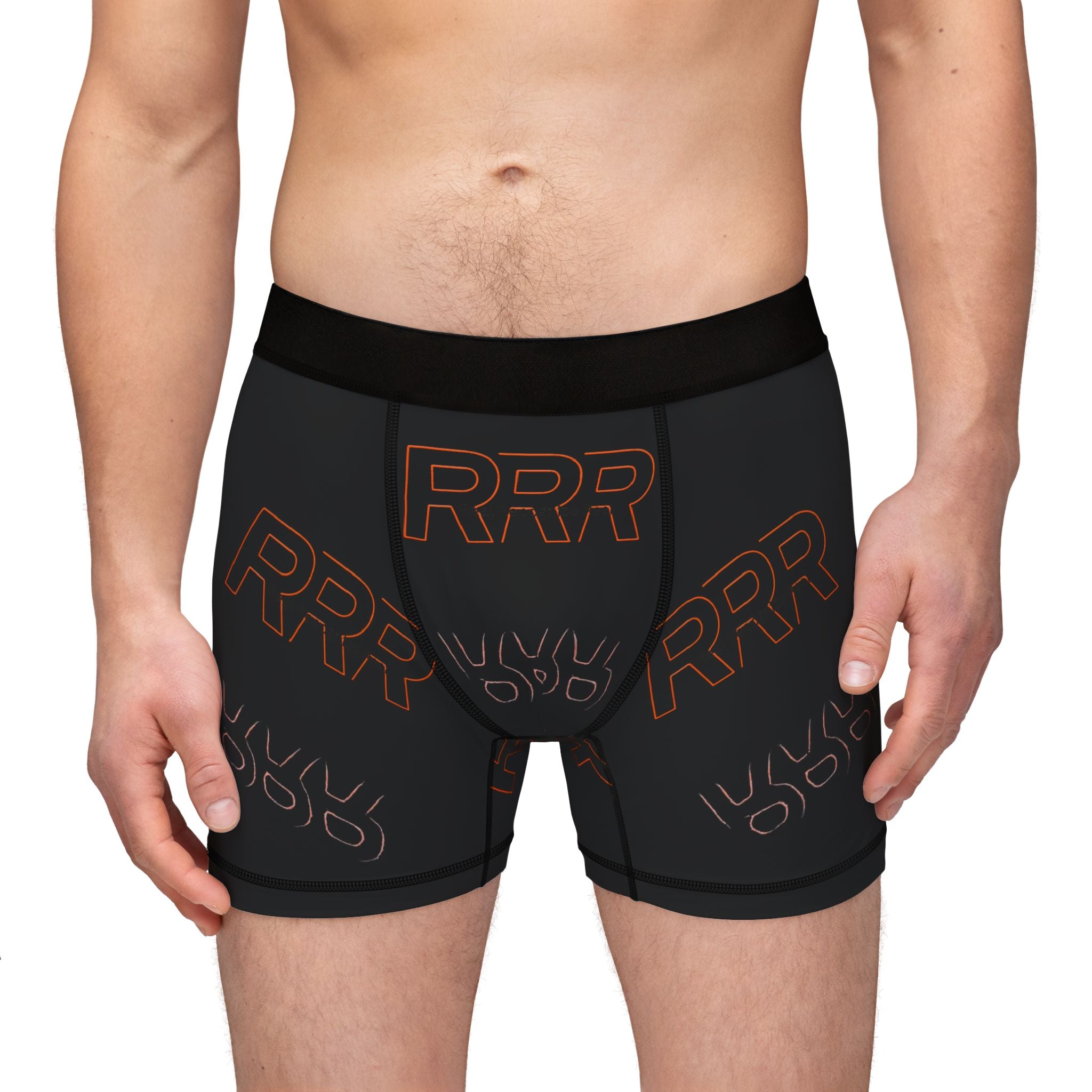 RRR Logo Men's Boxer Briefs — Black All-Over Print Comfort