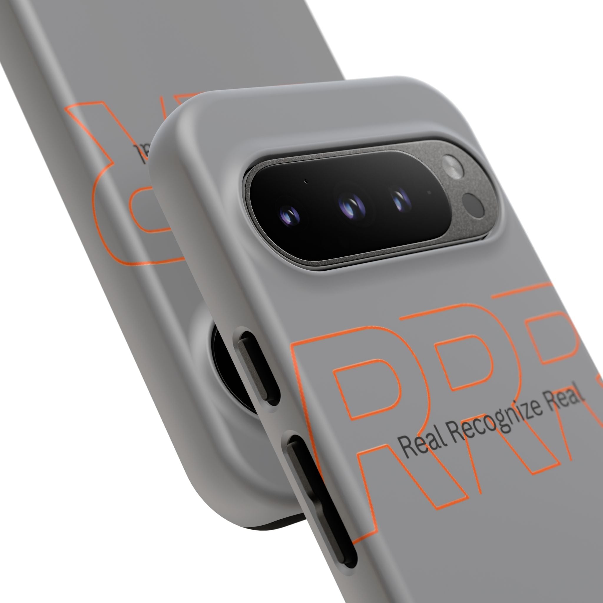 Tough Cases — 'Real Recognize Real' Protective Phone Case (Gray, Retro Outline Design)