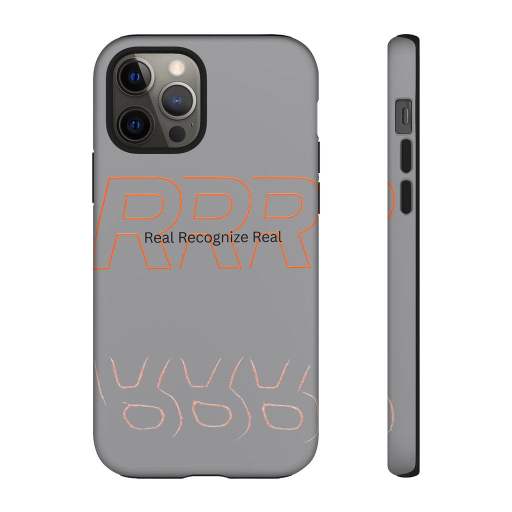 Tough Cases — 'Real Recognize Real' Protective Phone Case (Gray, Retro Outline Design)